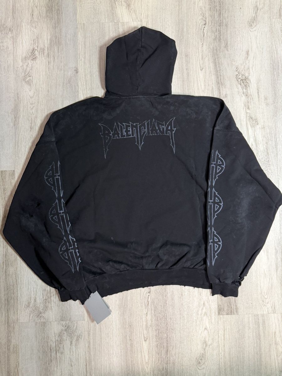 Balenciaga Balenciaga Paris Moon Hoodie No Pocket Black Size US M / EU 48-50 / 2 - 2 Thumbnail
