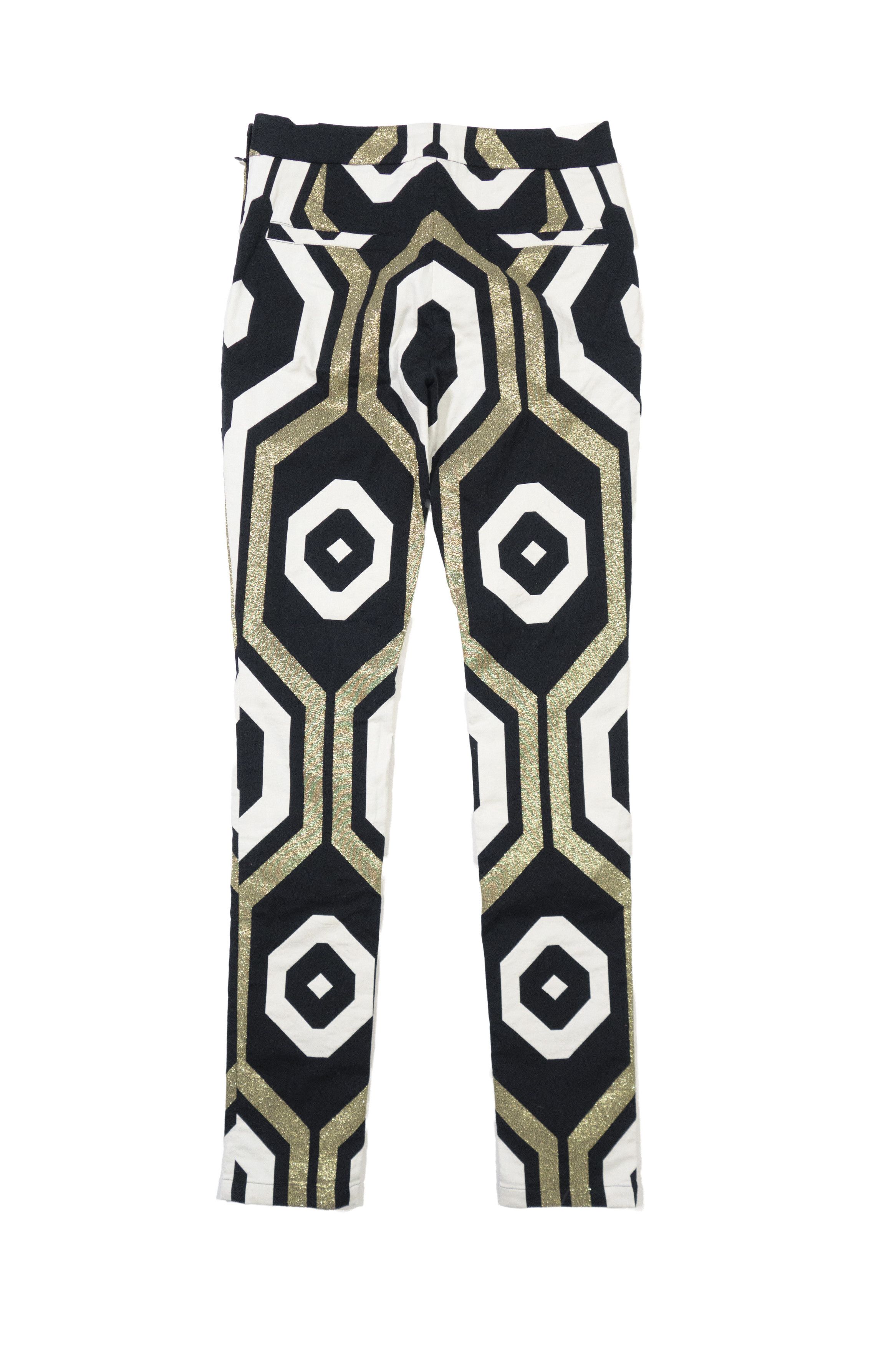 Fendi Metallic Jacquard Geometric Hexagon Trousers Size 27" / US 4 / IT 40 - 2 Thumbnail