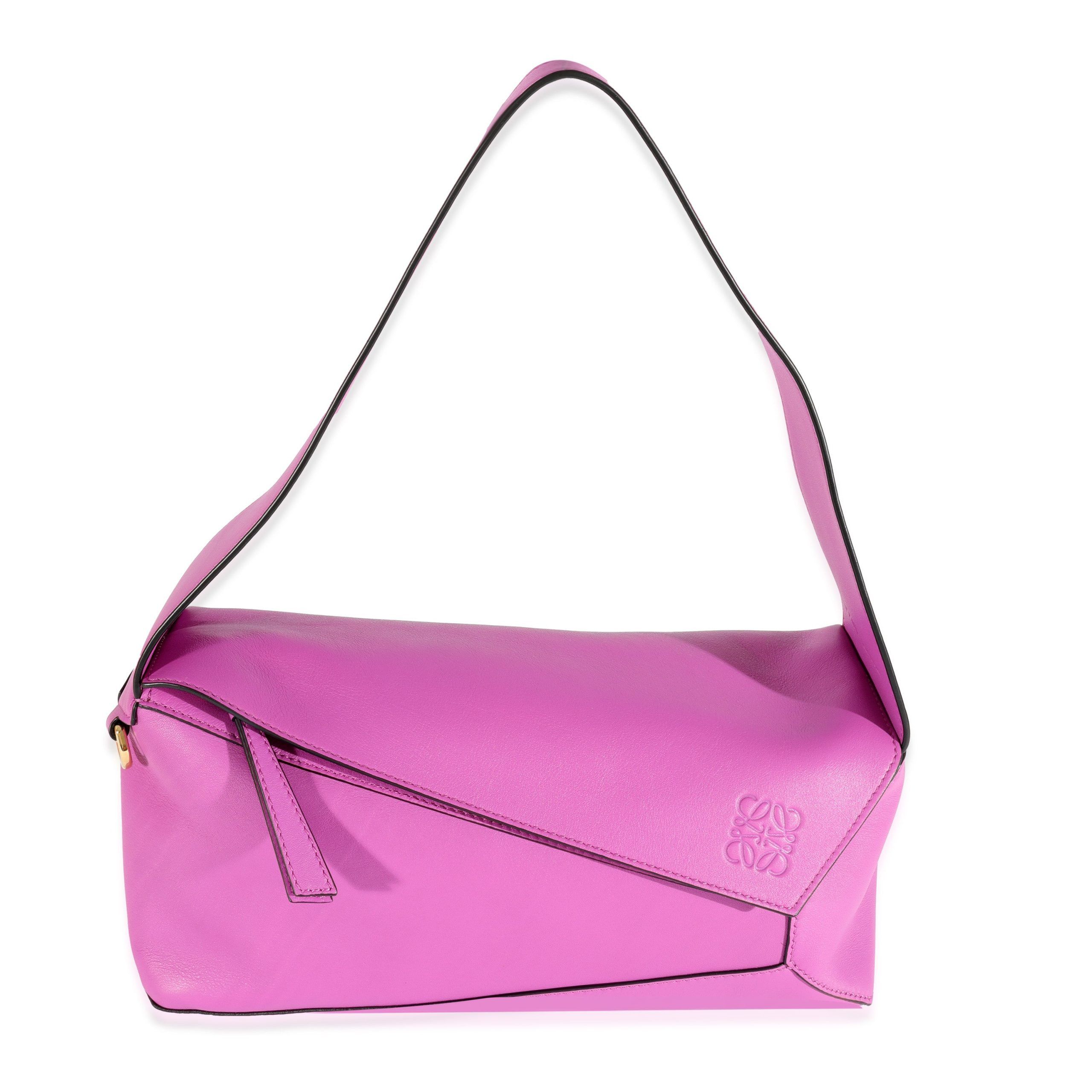 image of Loewe Fuchsia Leather Puzzle Hobo in Pink, Women's
