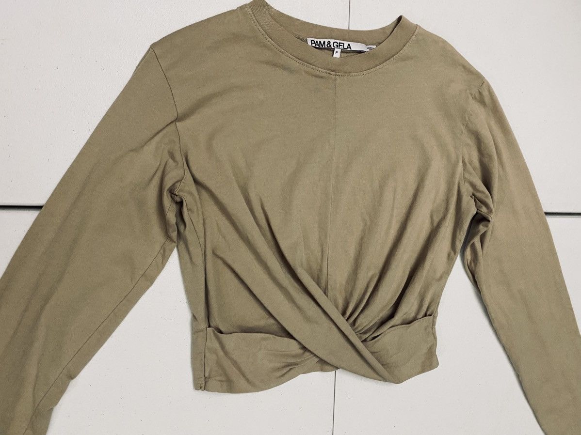 Pam & Gela PAM & GELA Twist Front Combed Cotton Long Sleeve Tee S/P VGC Size S / US 4 / IT 40 - 10 Thumbnail