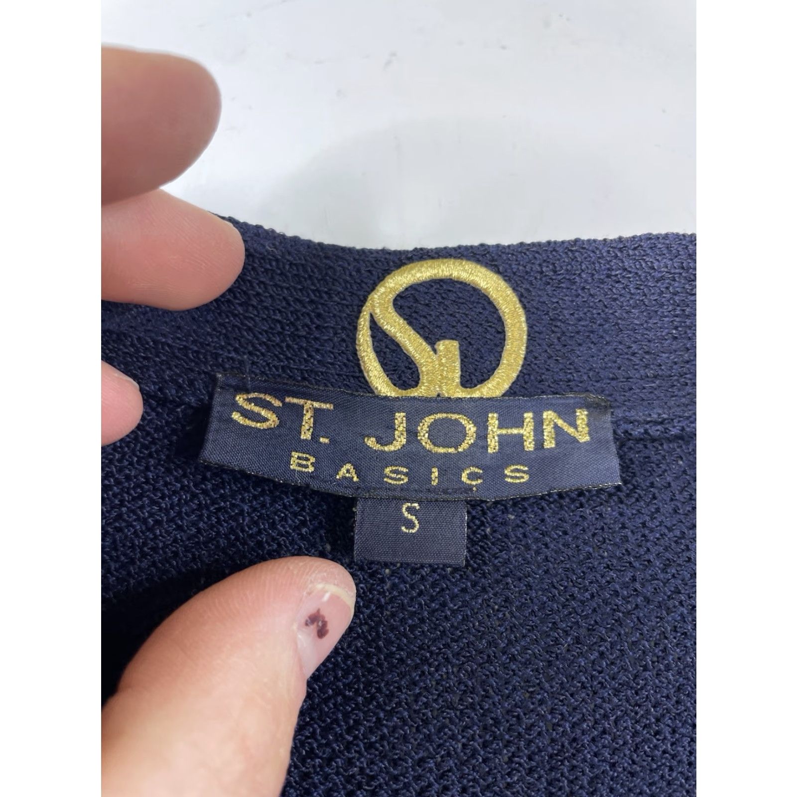 St. John St. John Basics Navy Santana Knit Open Front Cardigan Sweater Small Gold Buttons Women Size S / US 4 / IT 40 - 2 Thumbnail