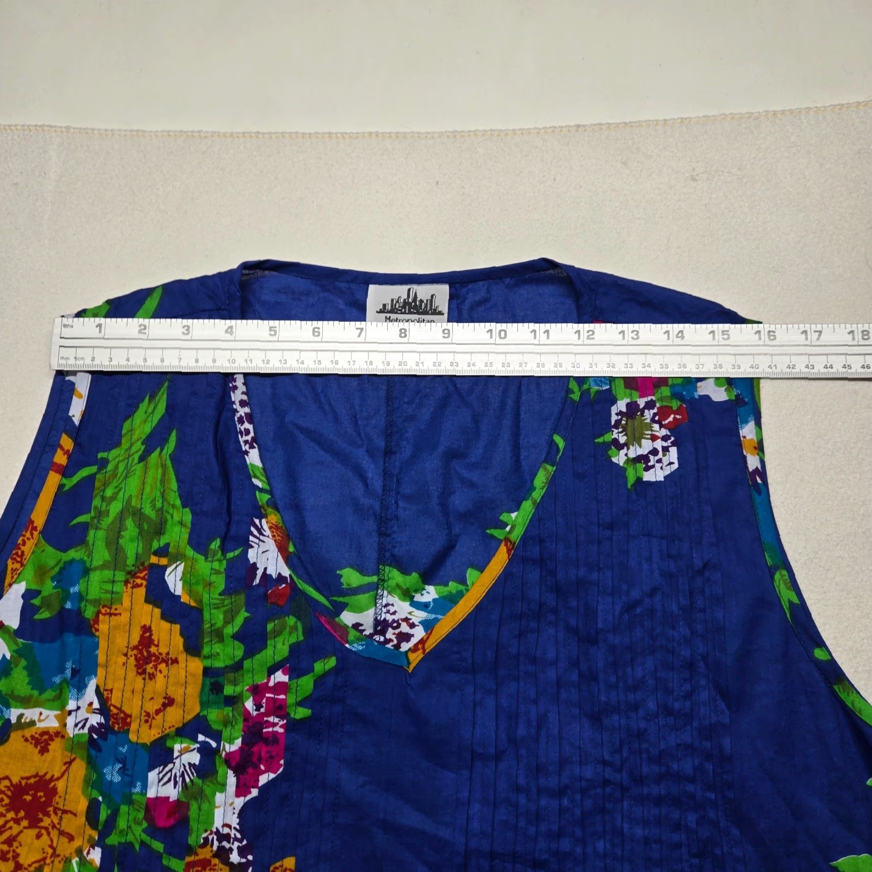 Vintage Metropolitan Women's Dress Sundress Casual 1X Blue Floral Midi Sleeveless Scoop Neck Summer Vintage No 0 Size XL / US 12-14 / IT 48-50 - 4 Thumbnail