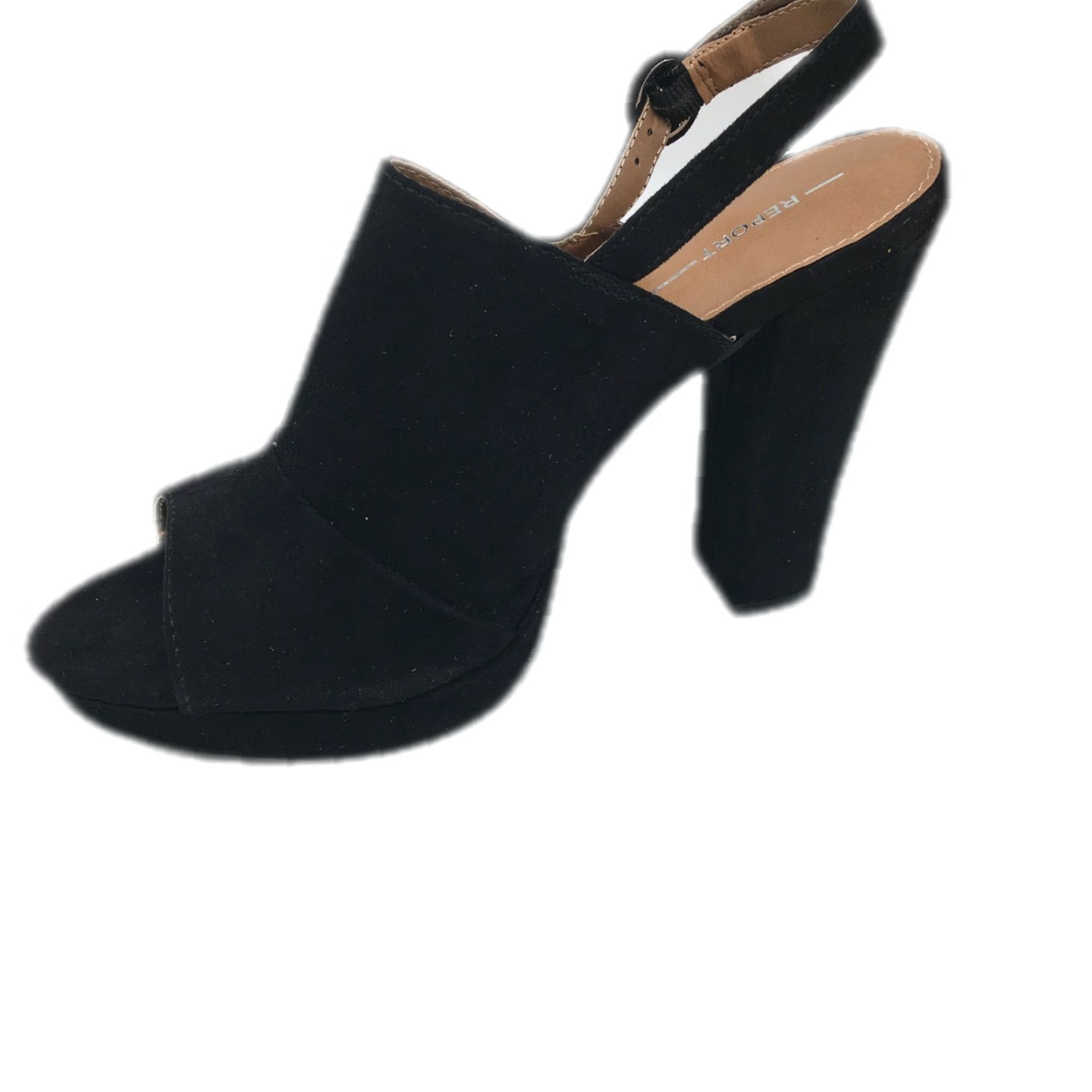 Vintage Report Lacey Women´s Slingback Heels Peep Toe Suede Black Size 8.5 Heels