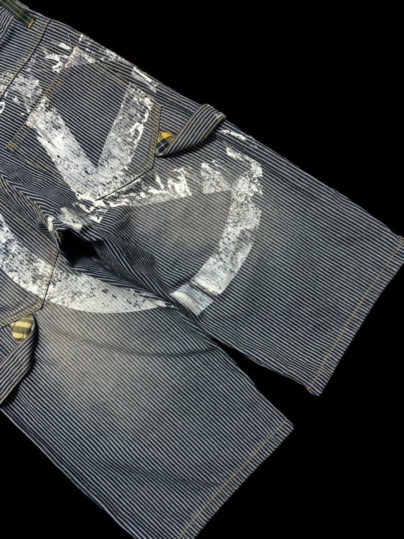 Vintage INSANE Japanese Hickory Short Mudwash Patcher Sick Style Size US 32 / EU 48 - 17 Thumbnail