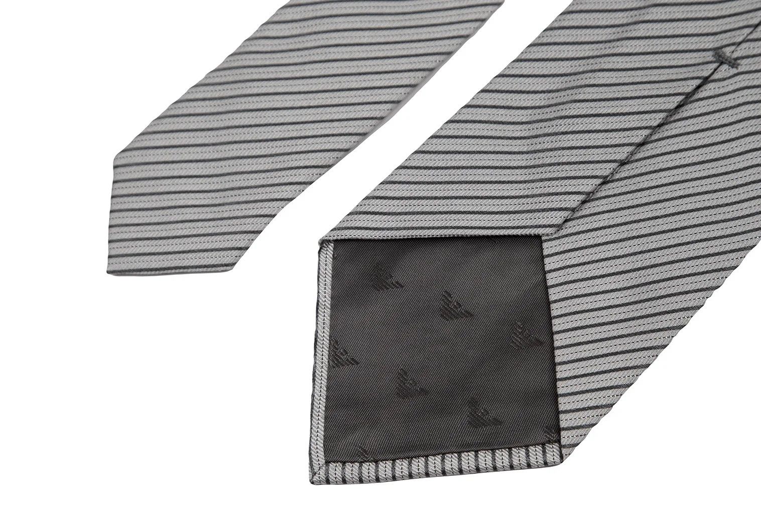 Emporio Armani Silk Alternate Regimental Tie in Gray Size ONE SIZE - 6 Thumbnail