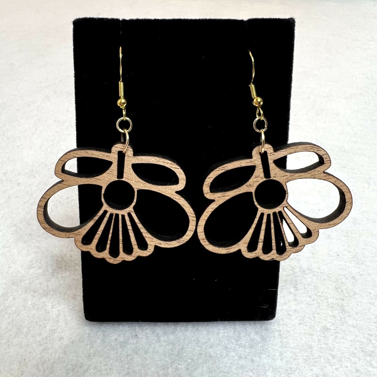 Handmade Wooden Flower Cutout Dangle Earrings Size ONE SIZE - 2 Thumbnail