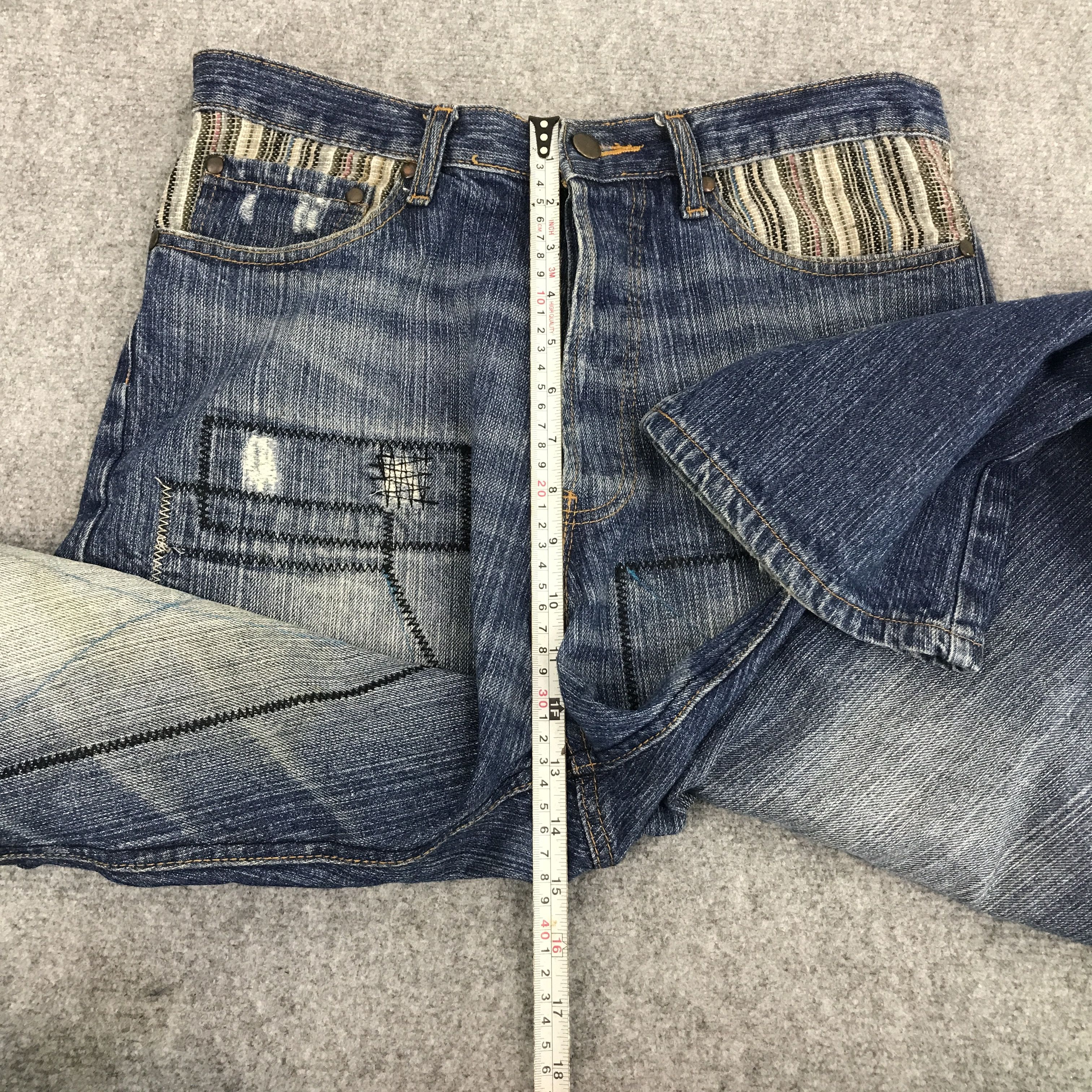 Japanese Brand decomp Baggy patchwork style denim jean Size US 31 - 4 Thumbnail