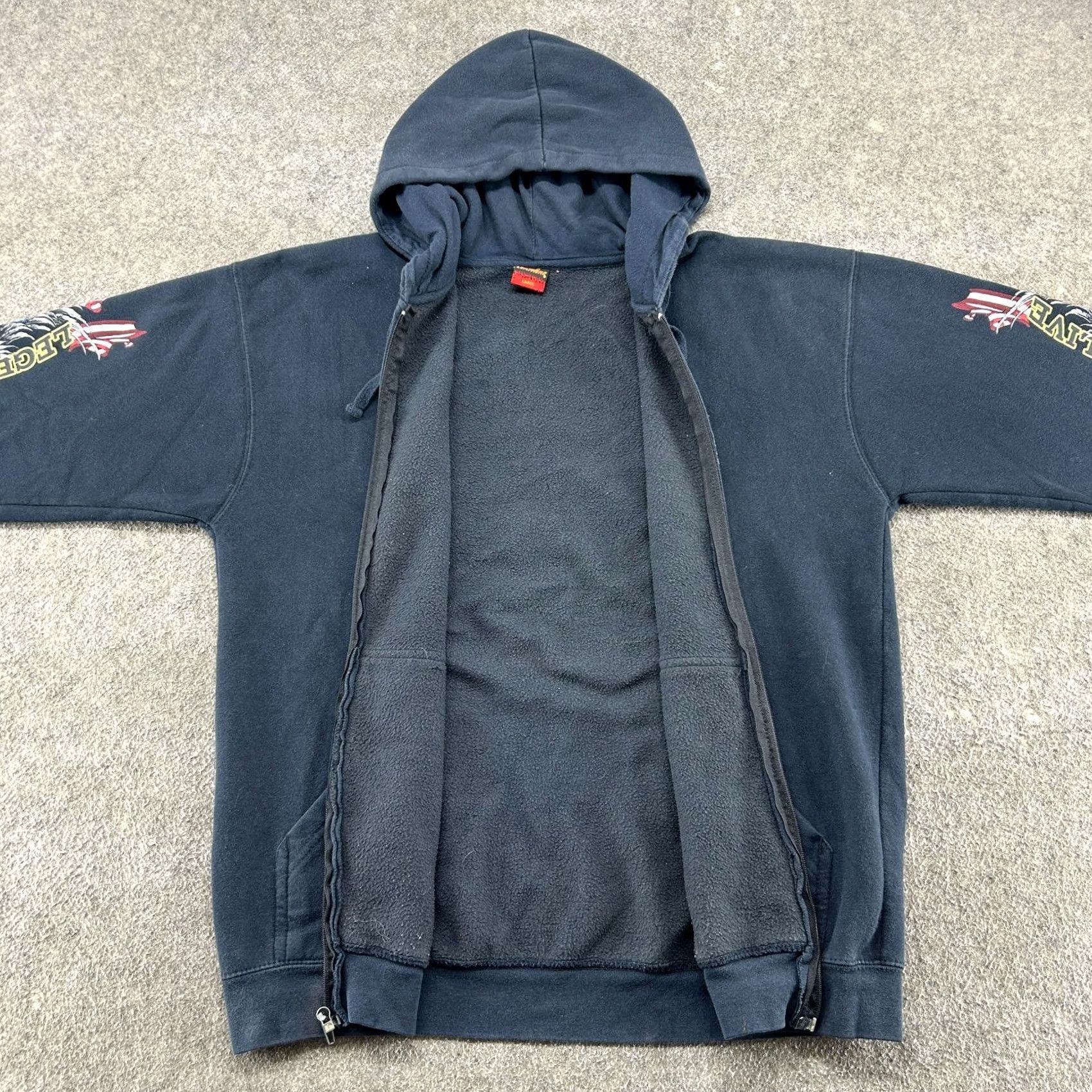 Vintage VINTAGE Hot Leathers Hoodie Men L Black Full Zip Eagle Cotton Biker USA Flag Y2K Mens Size US L / EU 52-54 / 3 - 2 Thumbnail