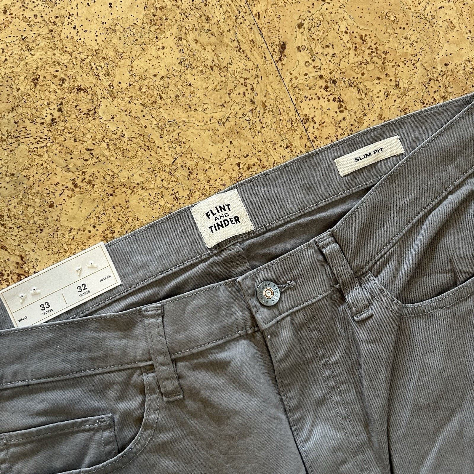 Flint And Tinder NEW Huckberry 365 Slim Fit Stretch Chino Pants 33x32 Size US 33 - 2 Thumbnail