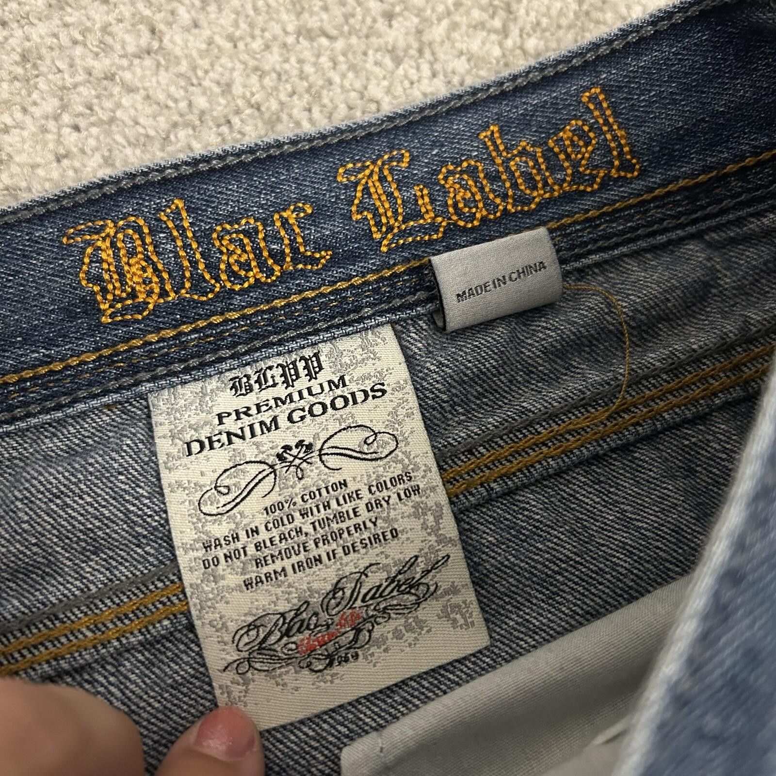 Black Label Blac Label men’s 38x30 Jeans w/ Embroidered Skull NO BUTTON Size US 38 / EU 54 - 5 Thumbnail