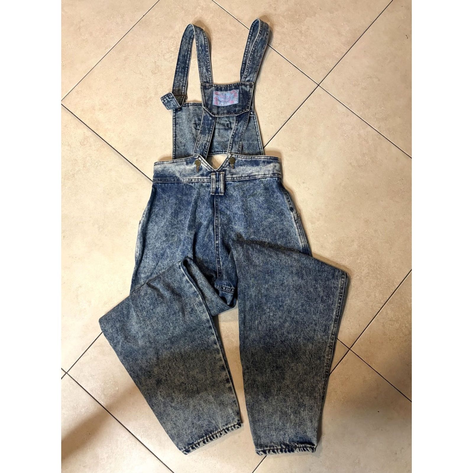 Fila VINTAGE FILA Overalls Womens 29 Blue Acid Wash Denim Royal Relaxed 90s Denim One-Piece Casual Women Size 29 Belt Loops Pockets Zip Front Sailors Size 29" - 5 Thumbnail