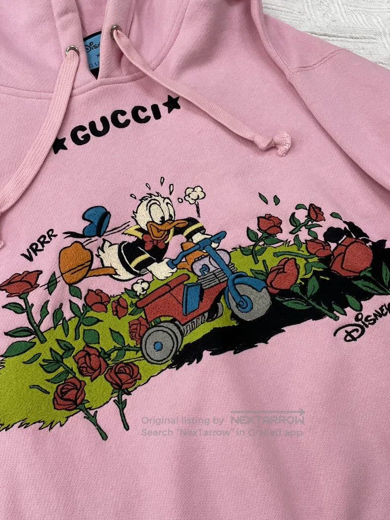 Gucci Gucci Pink embroidered Donald Duck hooded sweatshirt Size S / US 4 / IT 40 - 2 Thumbnail