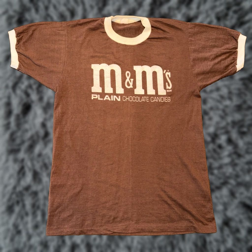 CHOCOOLATE VINTAGE M&M's Shirt Men T-Shirt Crew Neck Short Sleeve Brown 70s Candy Milk Chocolate Melts In Your Mouth Not Hand M&M's Graphic Print Size US M / EU 48-50 / 2 - 1 Thumbnail