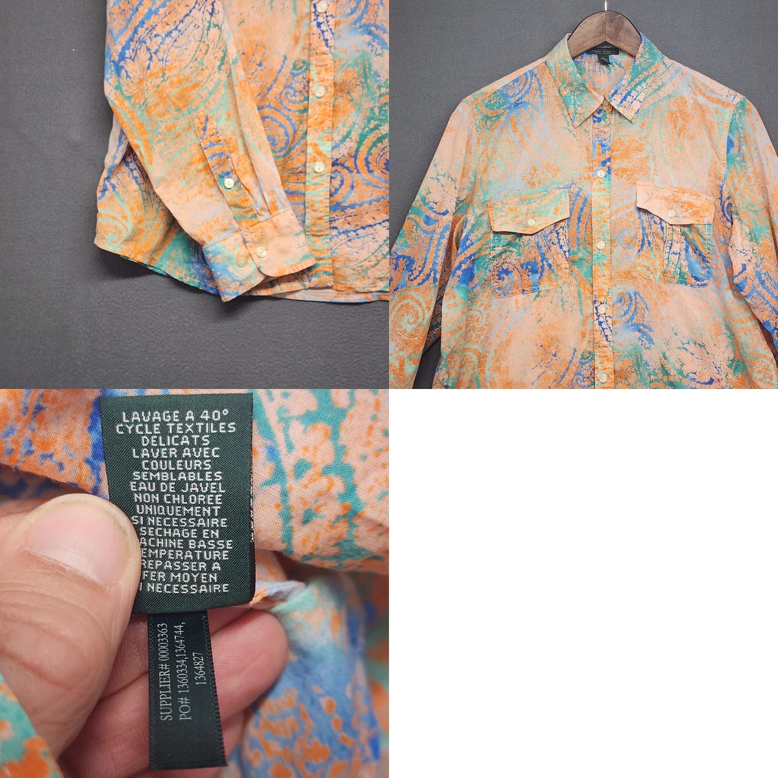 CO VINTAGE LRL Lauren Jeans Co Top Womens Large Button Up Roll Tab Sleeves Lightweight Blouse Womens Boys? Size L / US 10 / IT 46 - 8 Thumbnail