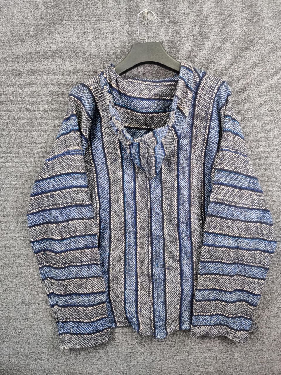 Vintage Vintage Mexican Baja Drug Rug Blue Grey Jacket Size US XXL / EU 58 / 5 - 4 Thumbnail