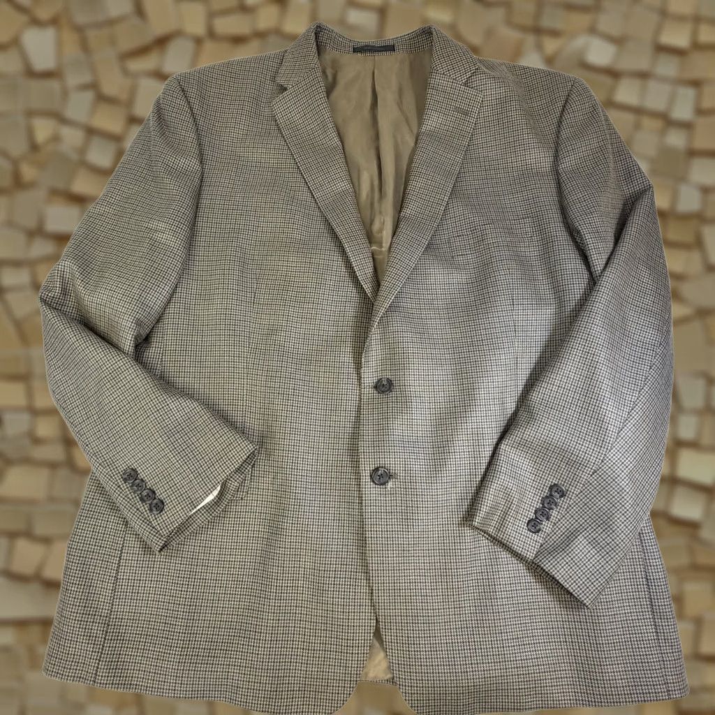 Ralph Lauren Lauren Ralph Lauren Mens 52R Silk Wool Blazer Brown Tan Houndstooth Sport Coat Size 52R - 1 Thumbnail