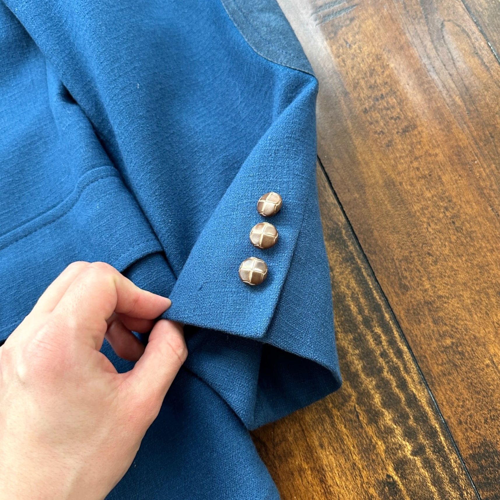 Pendleton VINTAGE Pendleton Blazer Jacket Men 42 Blue 100% Virgin Wool USA Tweed Notch Lapel Three-Button Suede Shoulder Pockets Size 42R - 7 Thumbnail