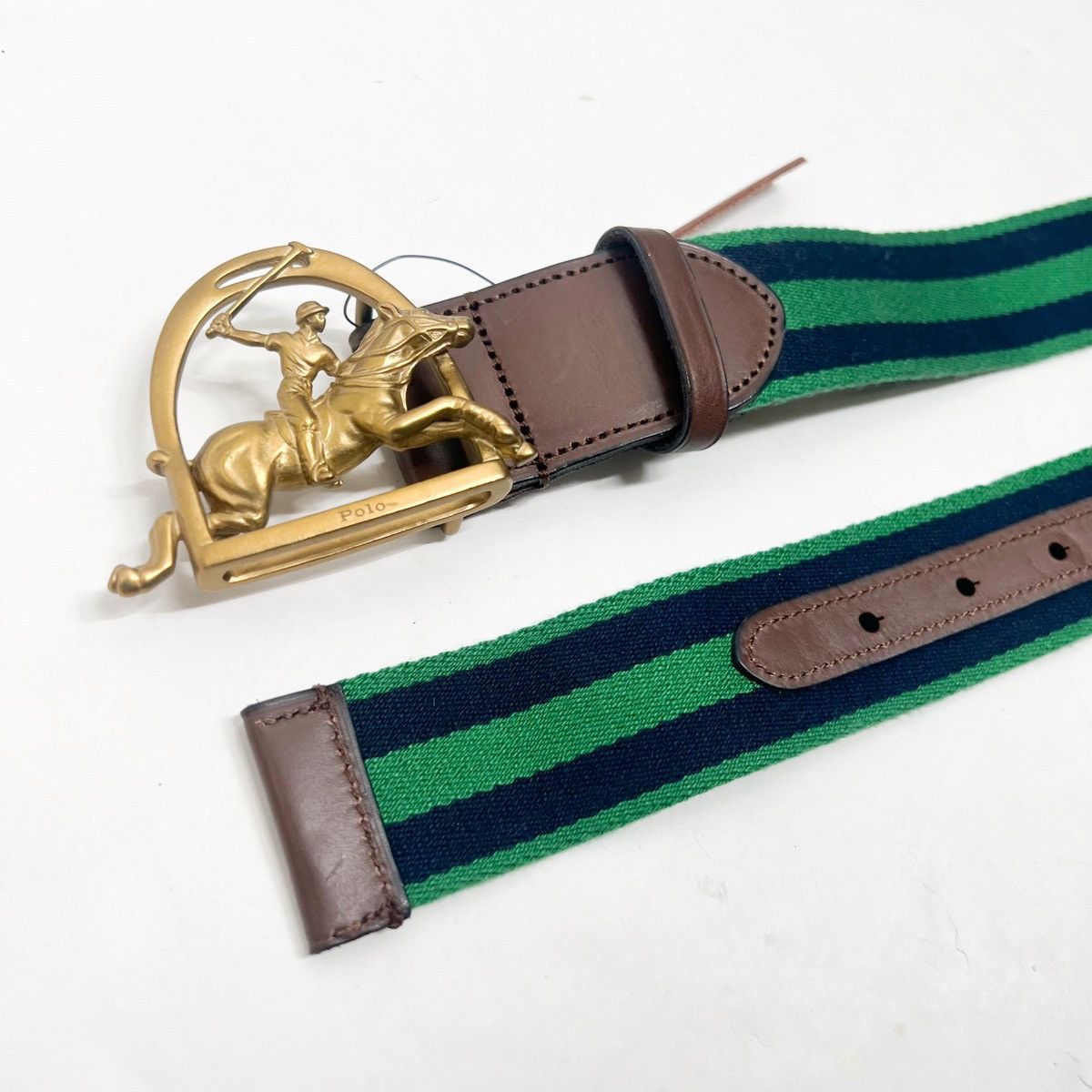 Polo Ralph Lauren Polo Ralph Lauren EQUESTRIAN BUCKLE Striped Belt Size 36 - 5 Thumbnail