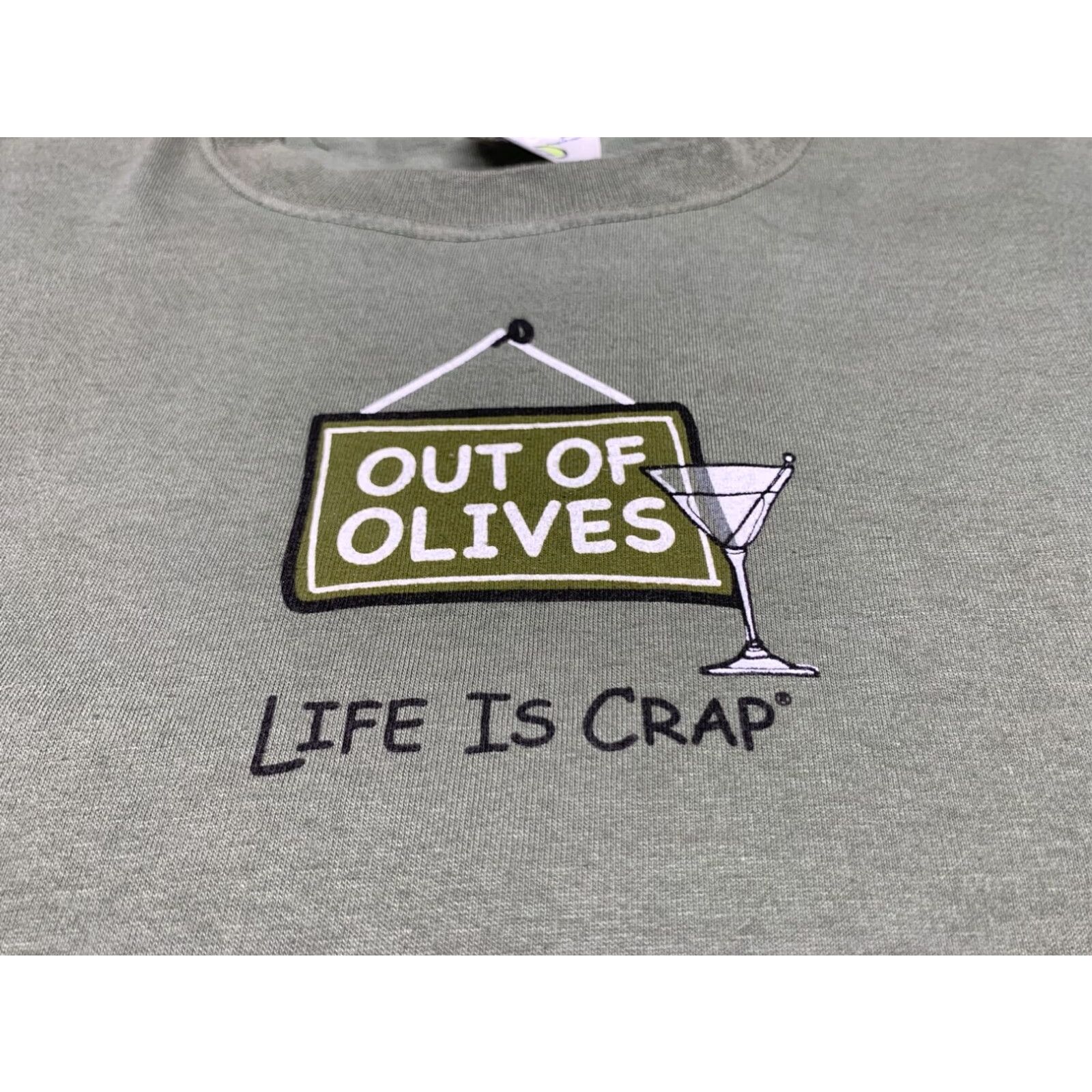 Olive Life is Crap T-Shirt Mens Large Olive Green Crew Neck Size US L / EU 52-54 / 3 - 1 Thumbnail
