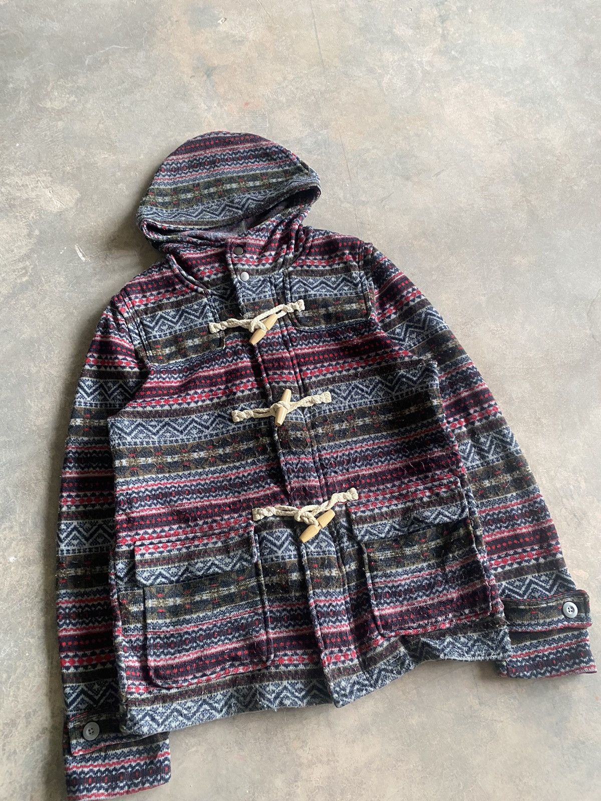 Issey Miyake × Japanese Brand × mercibeaucoup VINTAGE TOPVALU DUFFLE PARKA JACKET WINTER AZTEC 90s Size US M / EU 48-50 / 2 - 3 Thumbnail