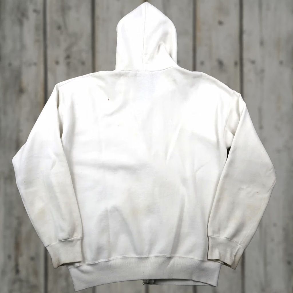 Vintage Vintage 80s Full Zip Hoodie Mens L White Sweatshirt USA Made Size US L / EU 52-54 / 3 - 1 Thumbnail