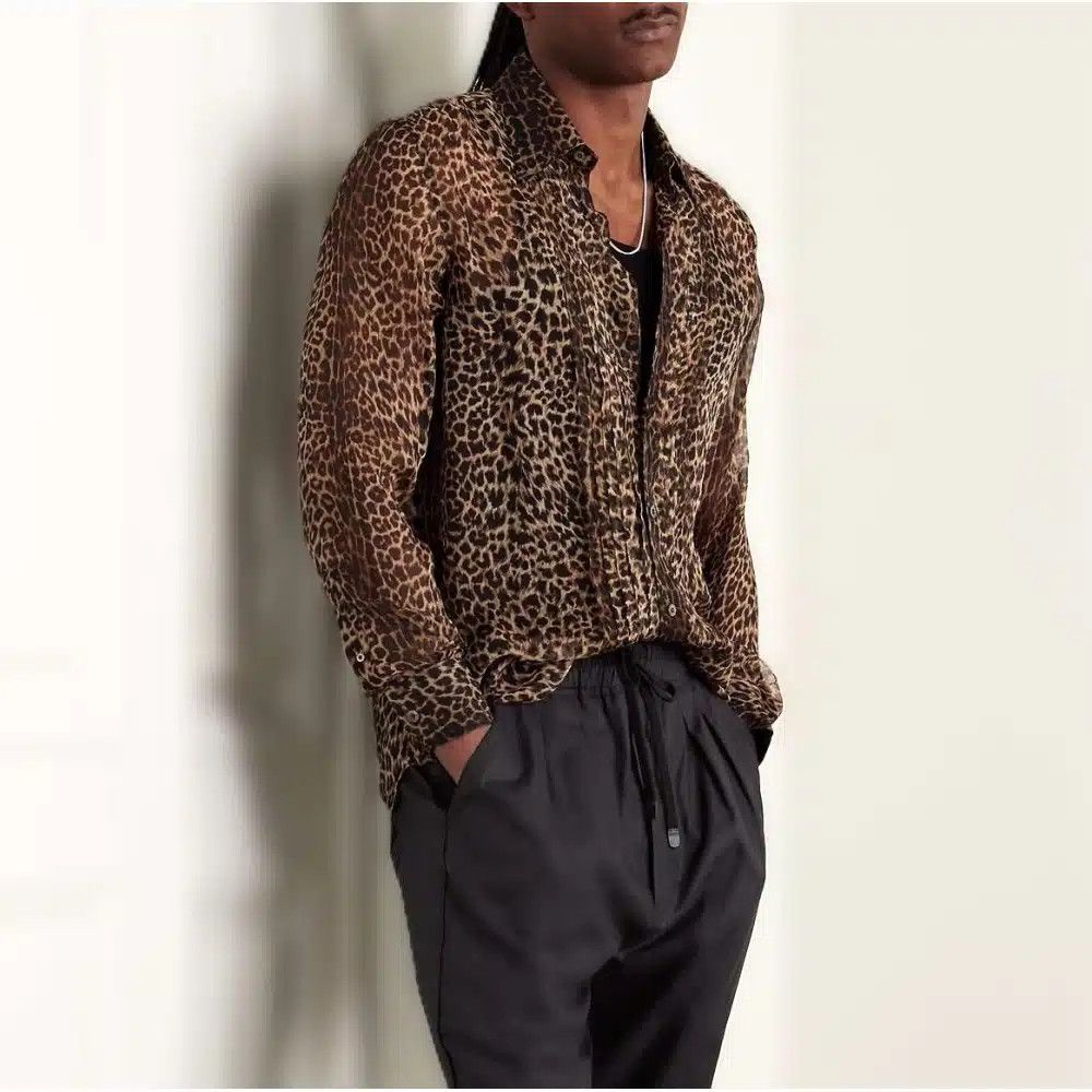 Tom Ford o1loc1c0825 HSA001 Silk Chiffon Shirt in Leopard Size US M / EU 48-50 / 2 - 4 Thumbnail