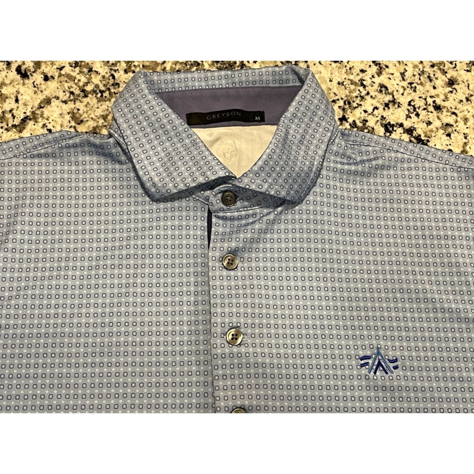 Vintage Greyson Polo Shirt Men Medium Blue Geometric Short Sleeve Performance Golf Shirt Size US M / EU 48-50 / 2 - 3 Thumbnail