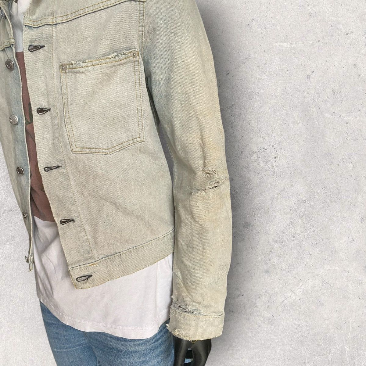 Helmut Lang Vintage Broken Denim Slim Jacket Mid Wash Size US S / EU 44-46 / 1 - 8 Thumbnail