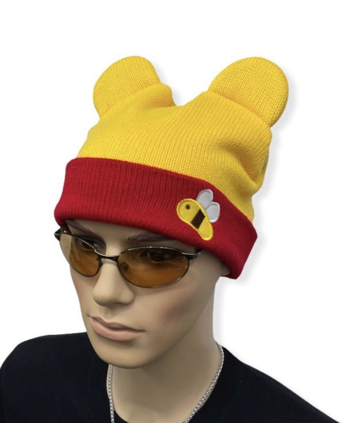 image of Avant Garde x Disney Dope!pooh Adults Acrylic Ear Beanie in Yellow, Men's