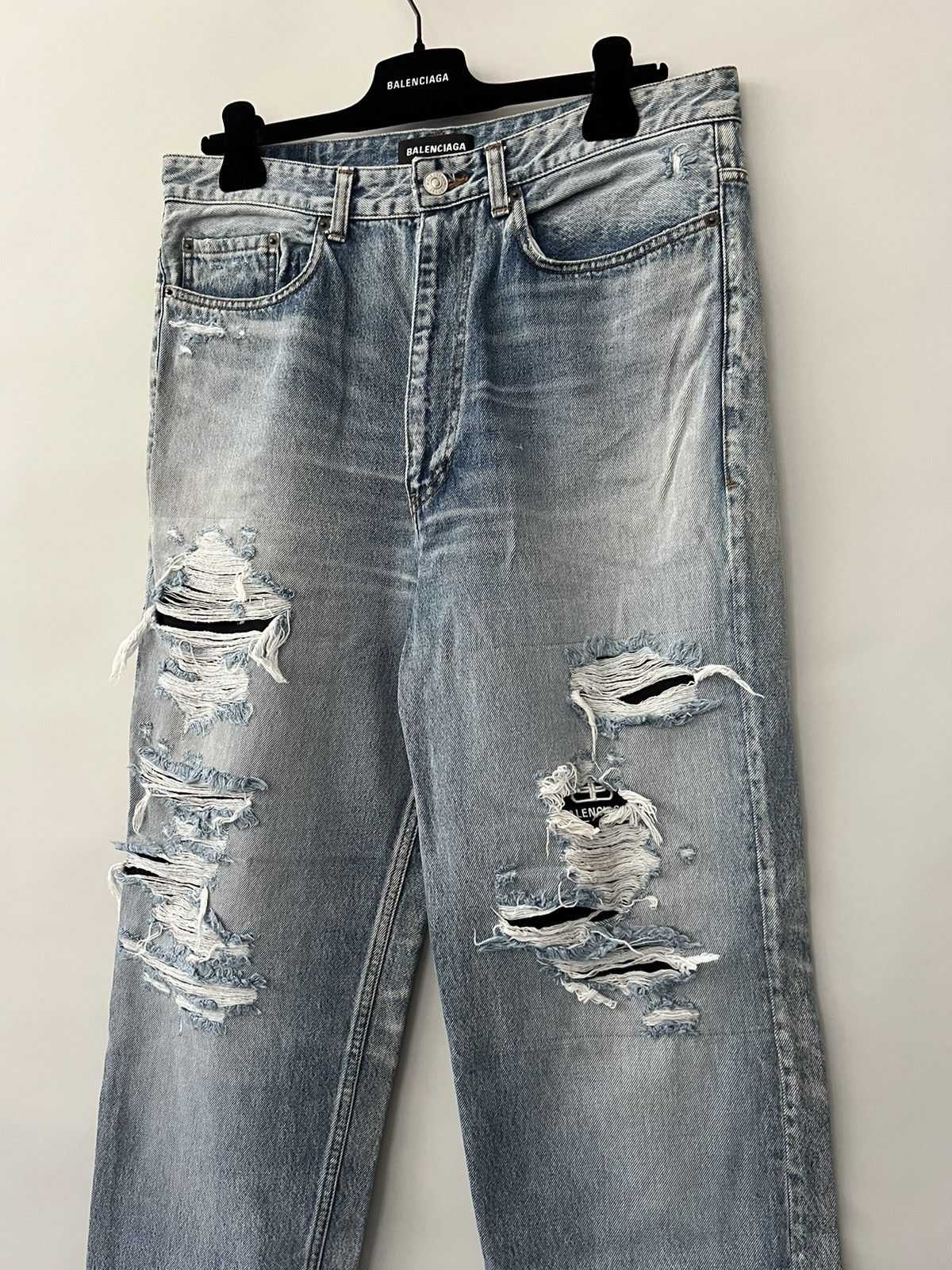 Balenciaga Balenciaga Distressed Ripped Logo Lined Jeans Size US 34 / EU 50 - 2 Thumbnail