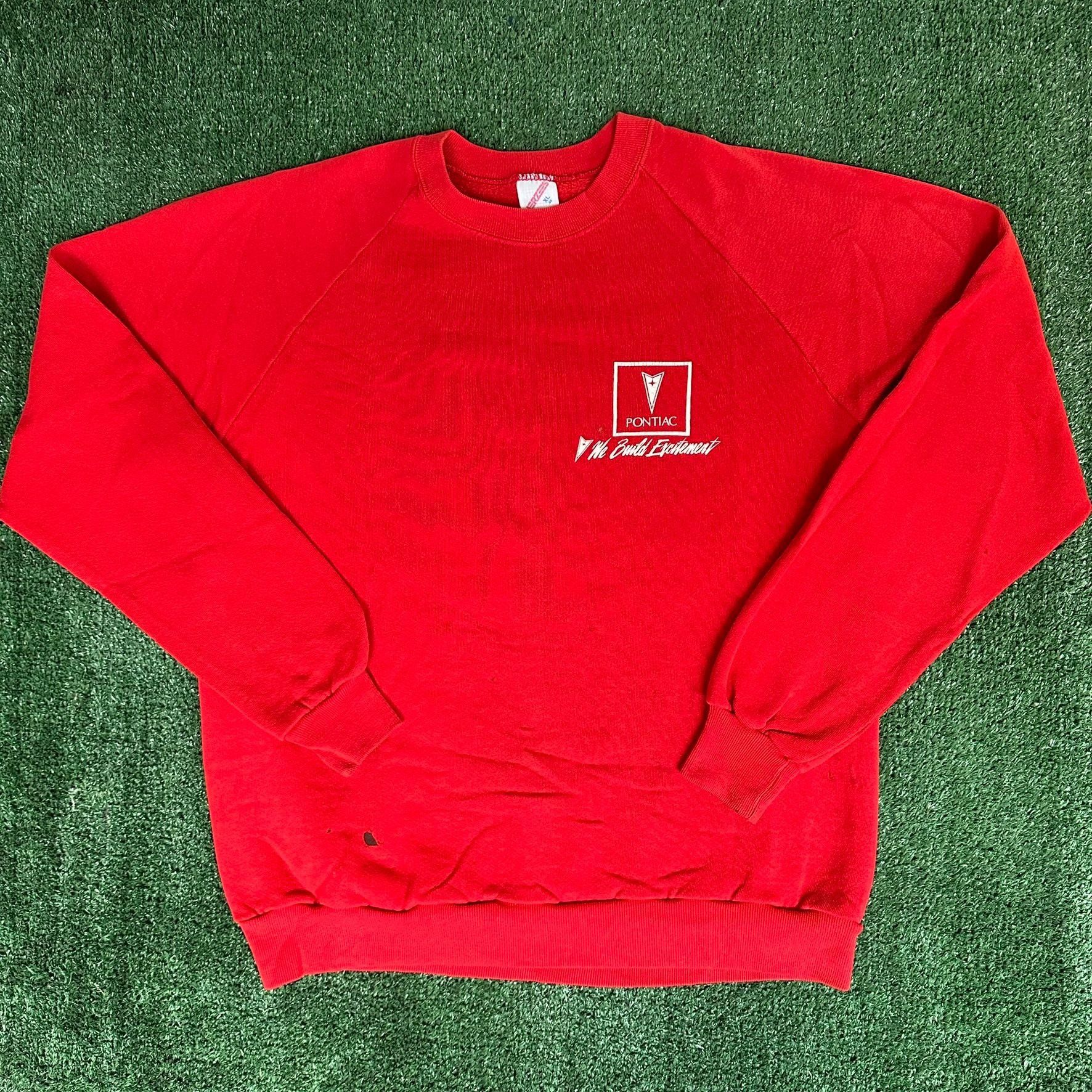 Jerzees Vintage 80s Pontiac Crewneck Sweatshirt Red Auto Racing Logo Size US L / EU 52-54 / 3 - 1 Thumbnail
