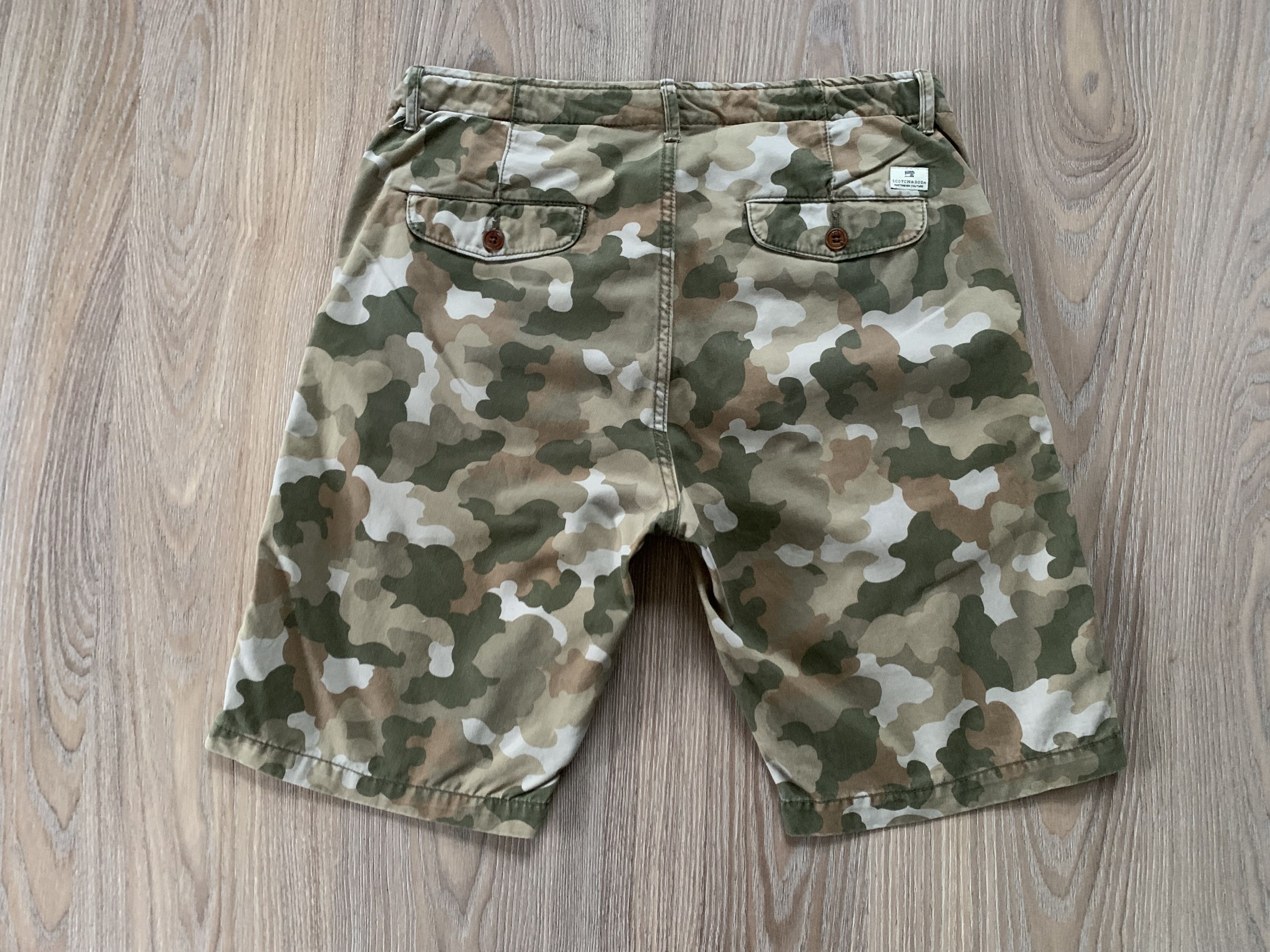 Scotch & Soda Mens Scotch & Soda Chino Khaki Military Cotton Shorts Size US 31 - 3 Thumbnail