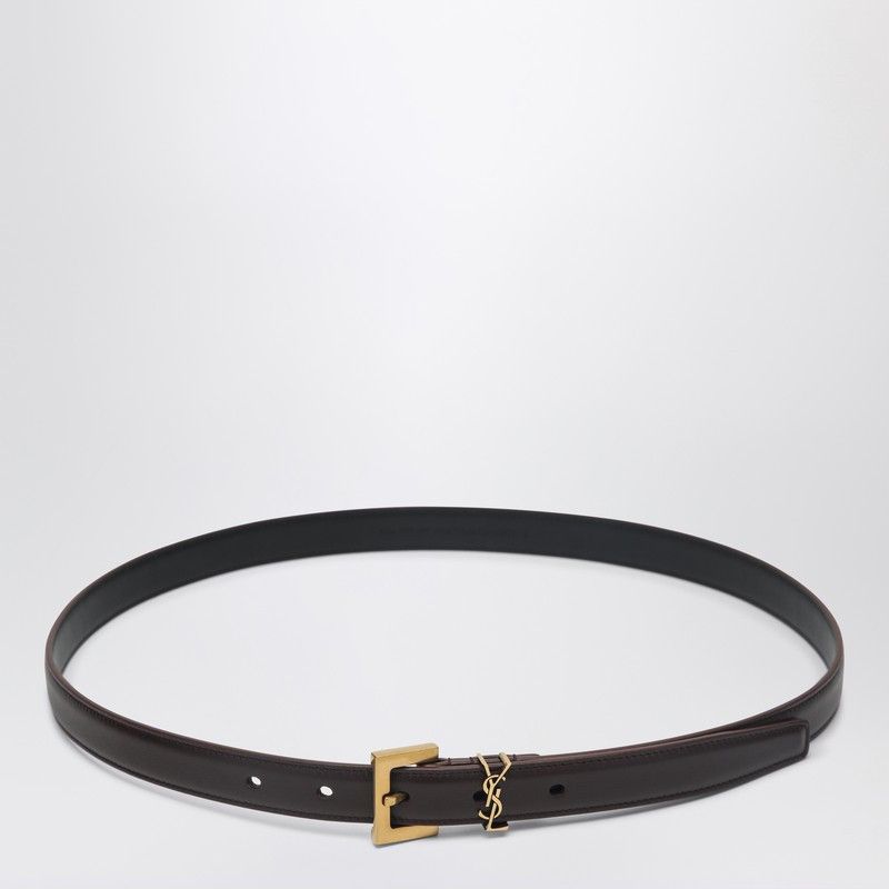 Saint Laurent Dark Burgundy Cassandre Leather Belt