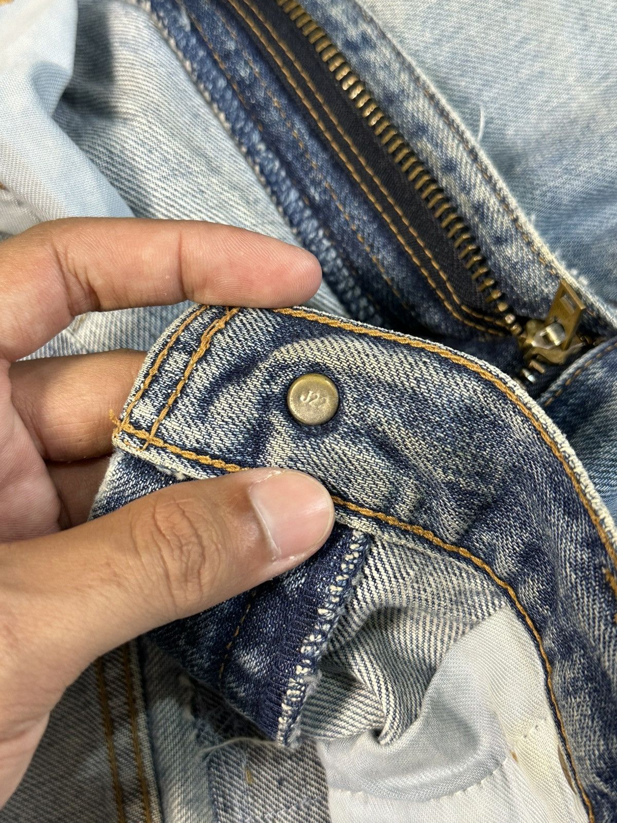 Kapital Vintage Levis 501 Button J22 Selvedge Distressed Denim Jeans Size US 27 - 13 Thumbnail