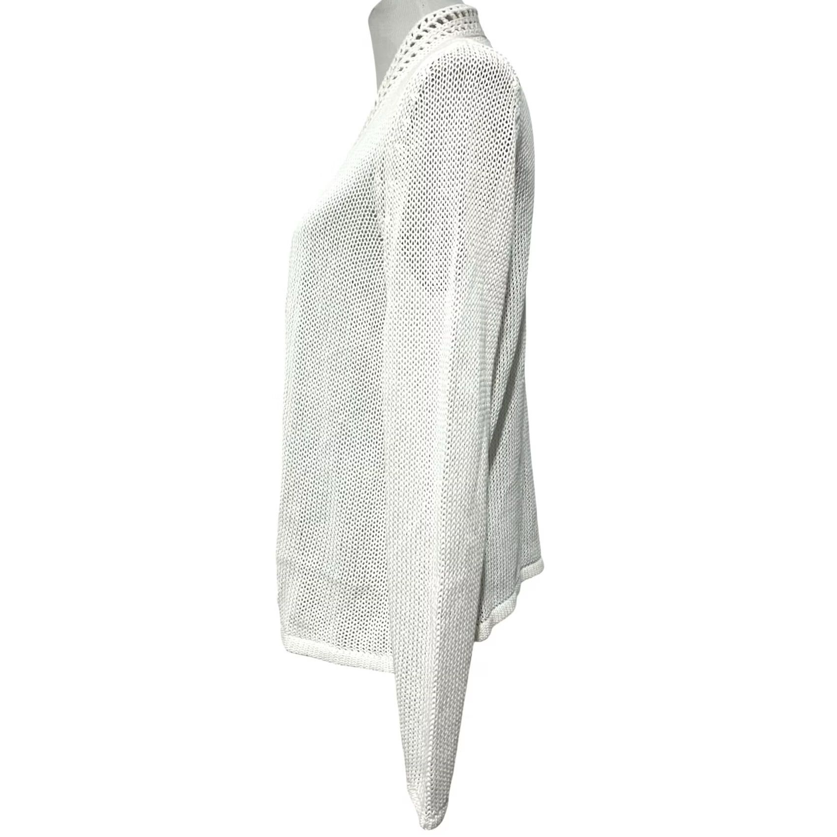 J.McLaughlin J McLAUGHLIN Cardigan White Linen Cotton Delila Large Open-Knit Long Sleeve Women's Summer Coastal European Vintage? (omit if not vintage) Size L / US 10 / IT 46 - 3 Thumbnail