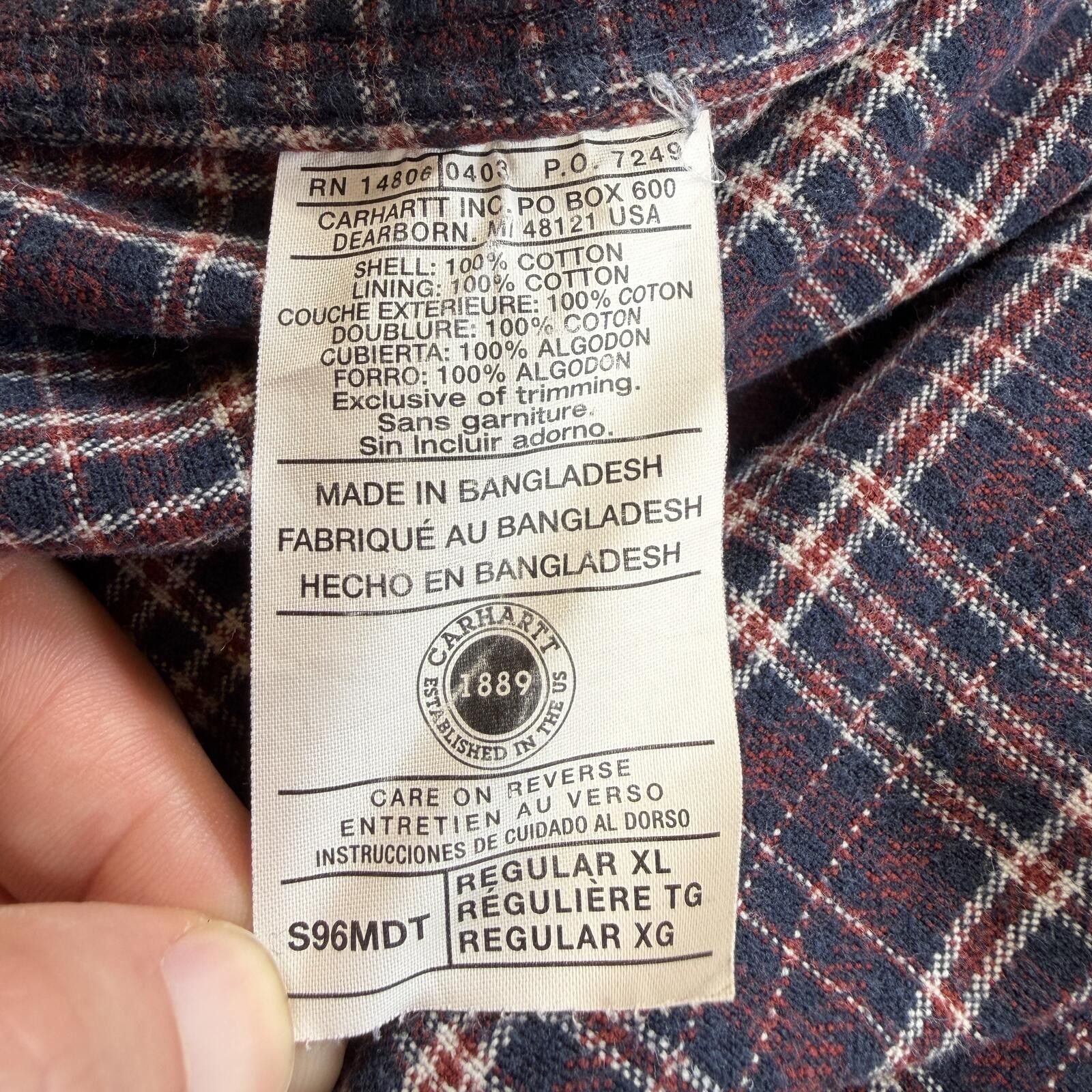 Carhartt Carhartt Lined Work Shirt Jacket XL Blue Canvas Snap Button Size US XL / EU 56 / 4 - 6 Thumbnail