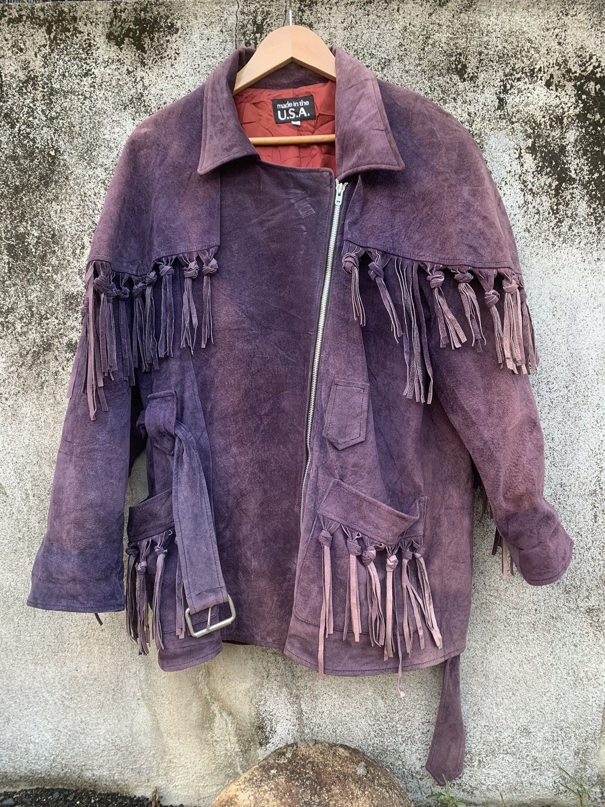 Vintage Suede Leather American Western Fringe Jacket