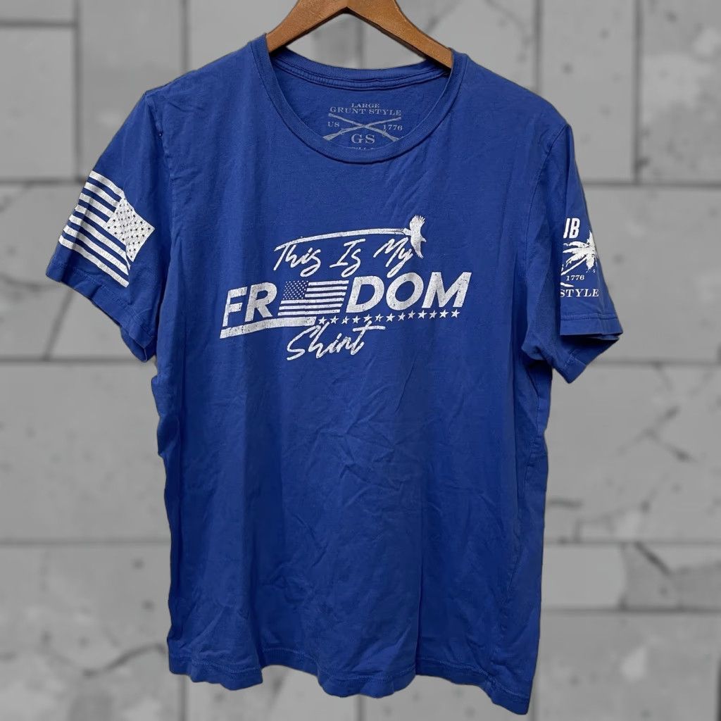 Vintage Grunt Style 100% Cotton Blue graphic Tee Mens Size L Made in USA Size US L / EU 52-54 / 3 - 1 Thumbnail