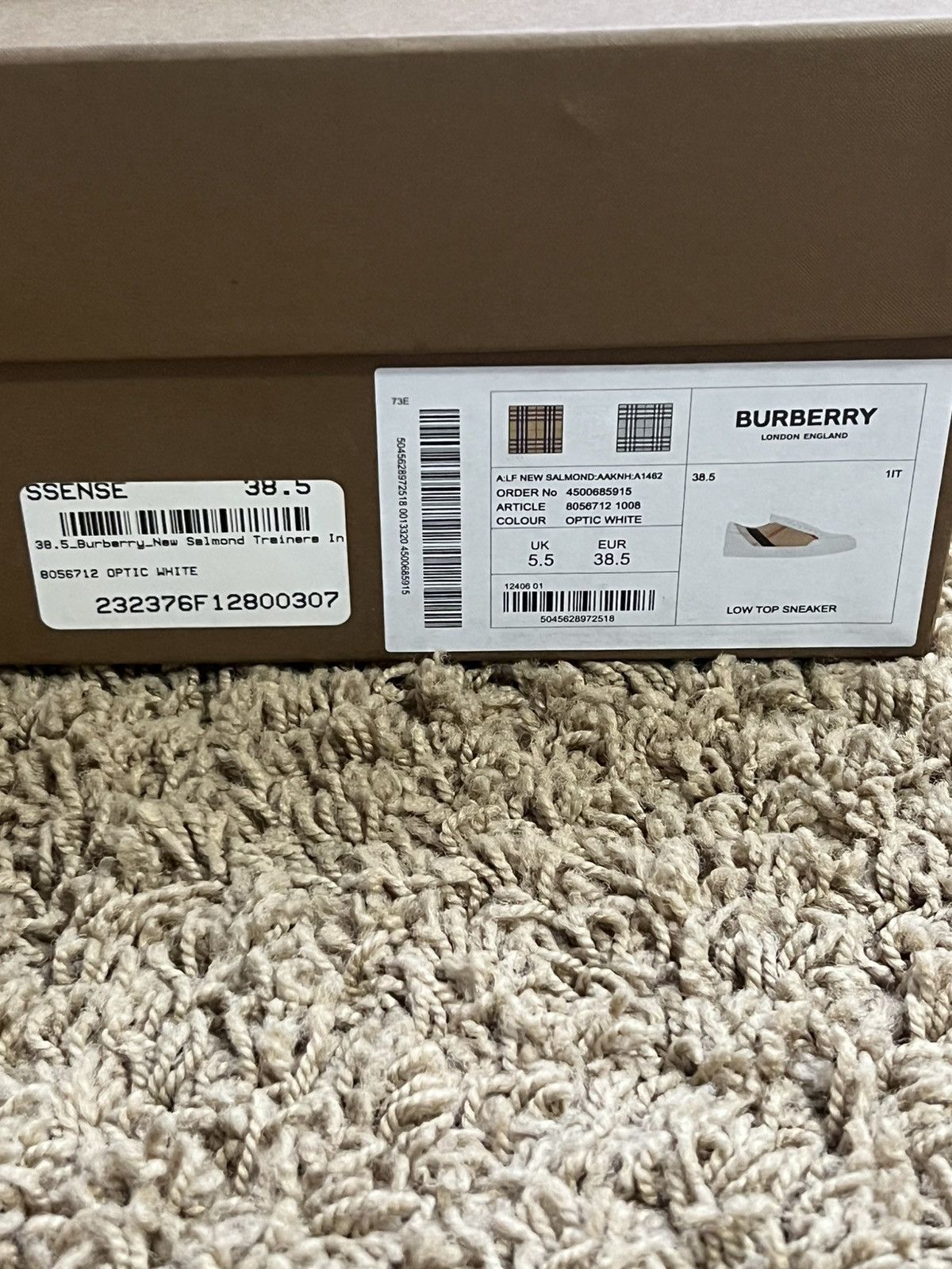 Burberry Burberry Leather Check Sneakers - White / Burberry Stripe Size US 8.5 / IT 38.5 - 7 Thumbnail