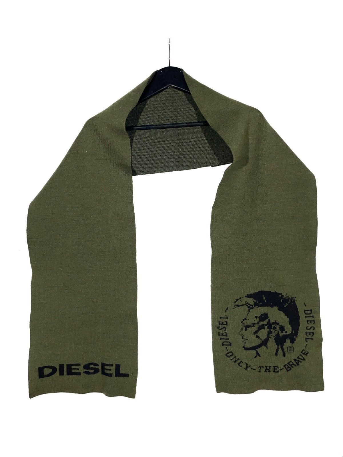 image of Diesel Olive Green Scarf Big Logo Only The Brave 167X27Cm, Men's