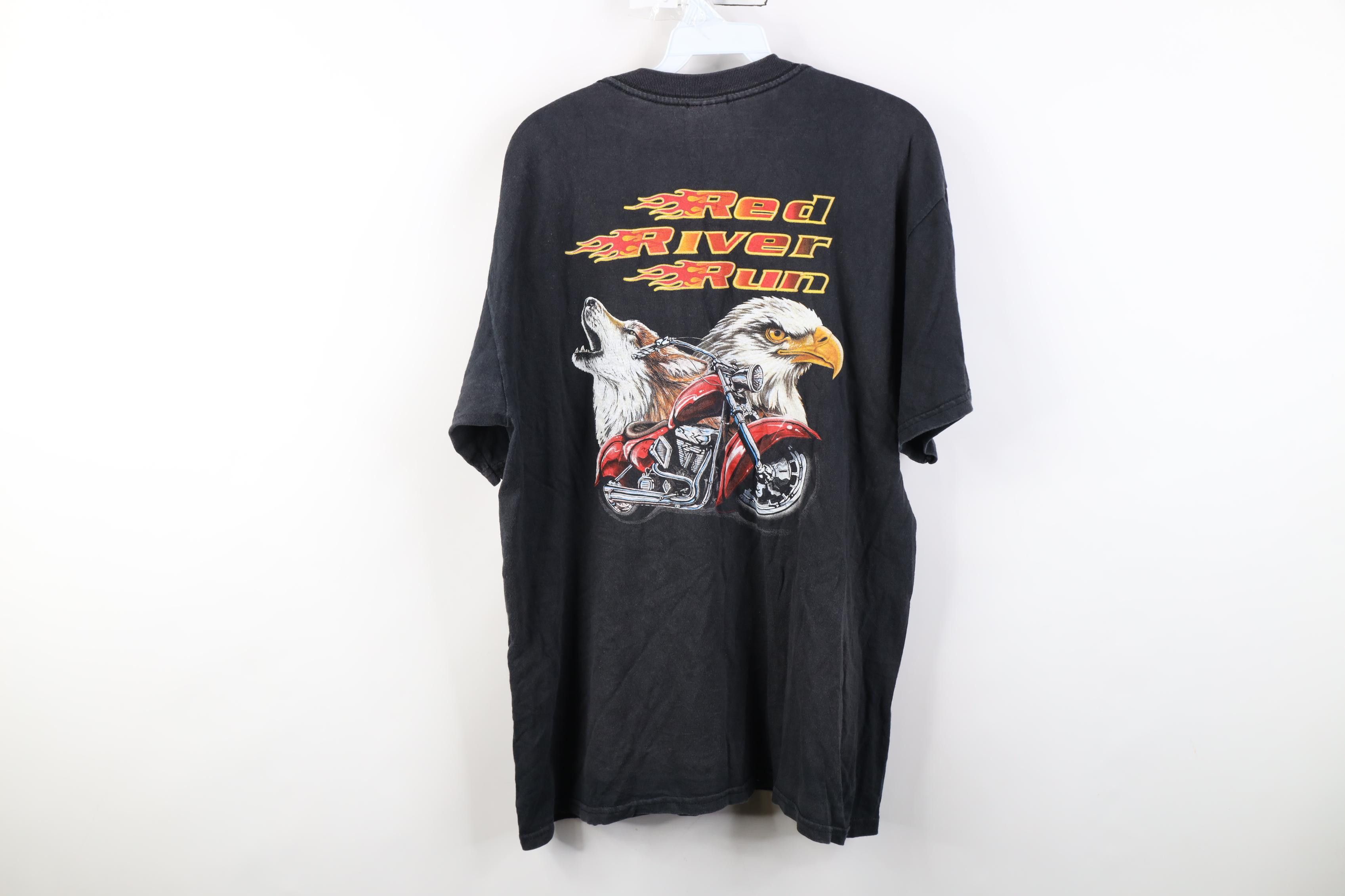 Vintage Vintage Y2K 2003 Red River Run Eagle Wolf Motorcycle T-Shirt Size US L / EU 52-54 / 3 - 12 Thumbnail