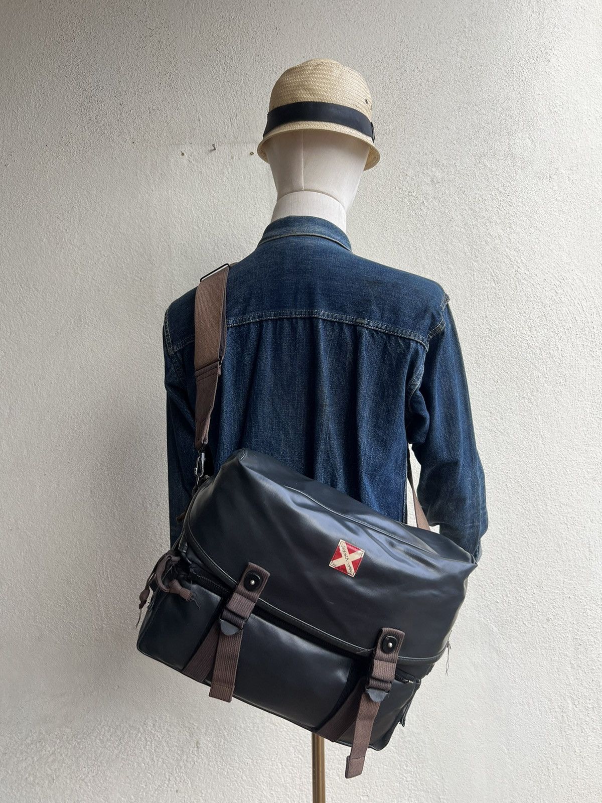 Vintage Luggage Label Yoshida Tarpaulin Messenger Bag, Men's