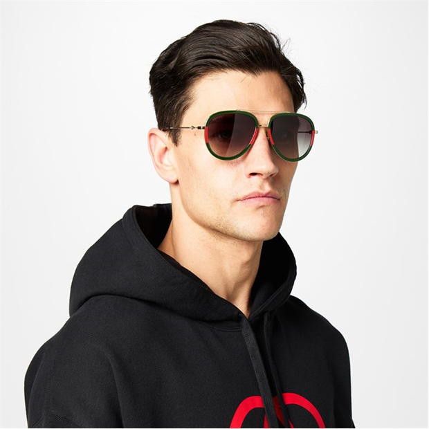 Gucci Men'S Striped Aviator Metal Sunglasses Size ONE SIZE - 2 Thumbnail