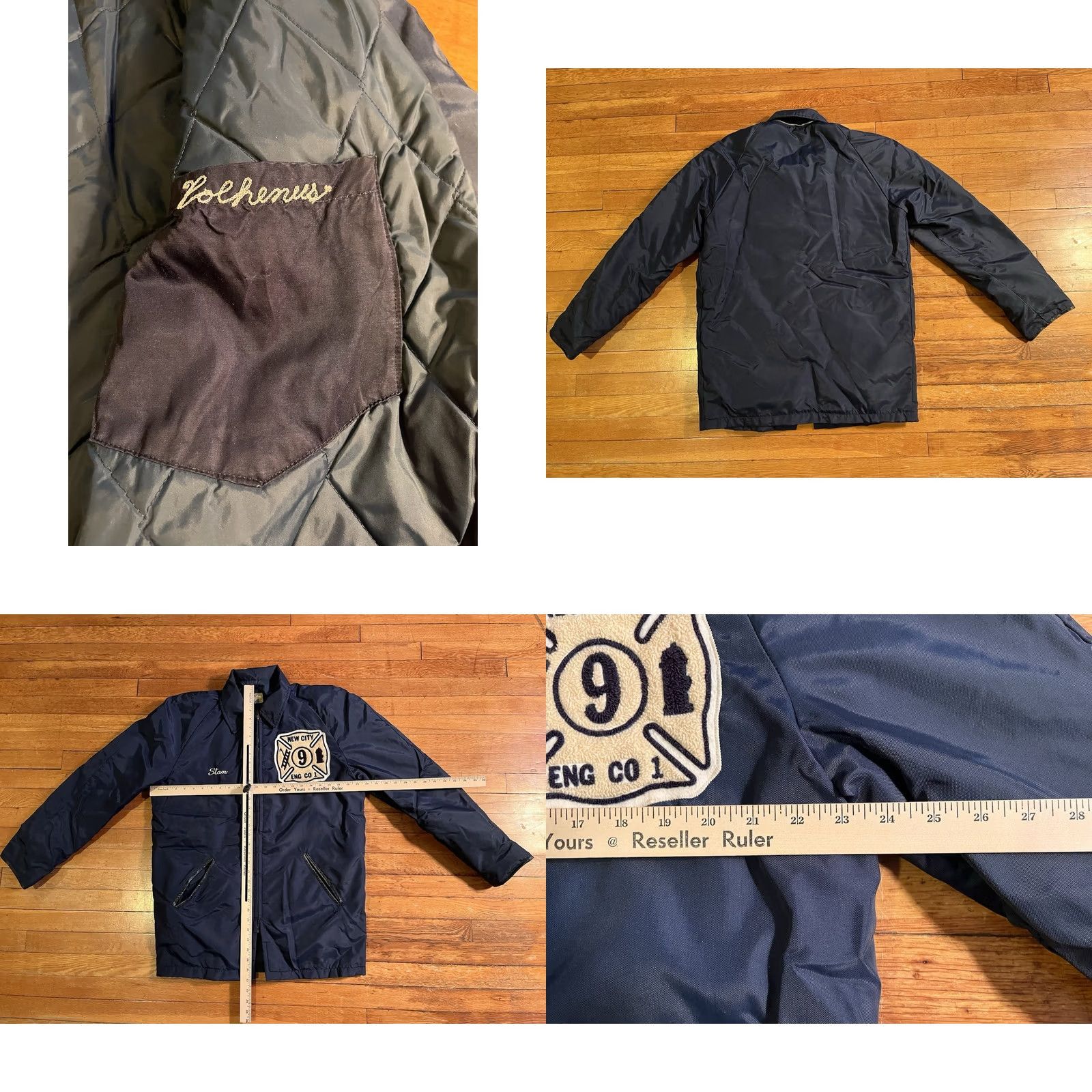 CO VINTAGE Hewitt Mfg New City Fire Engine Co Jacket Men's 40 Blue Quilt Lined 60s Size US L / EU 52-54 / 3 - 8 Thumbnail