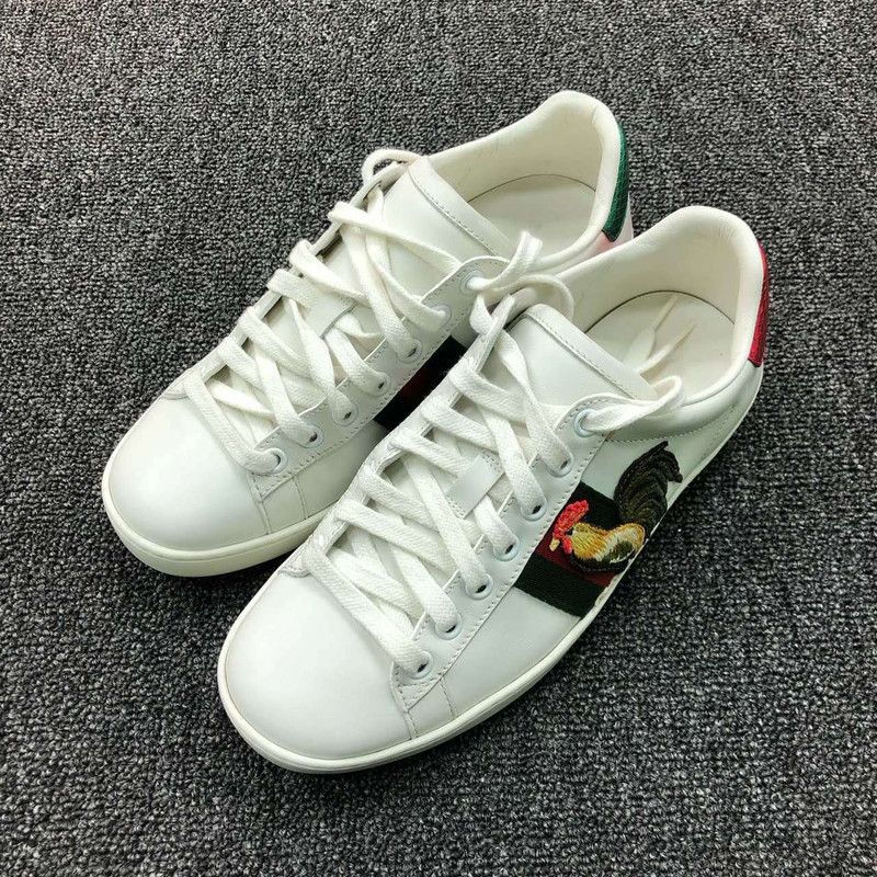 Gucci Gucci White Leather Lace-Up Sneakers 0079 Size US 5.5 / EU 38 - 1 Thumbnail