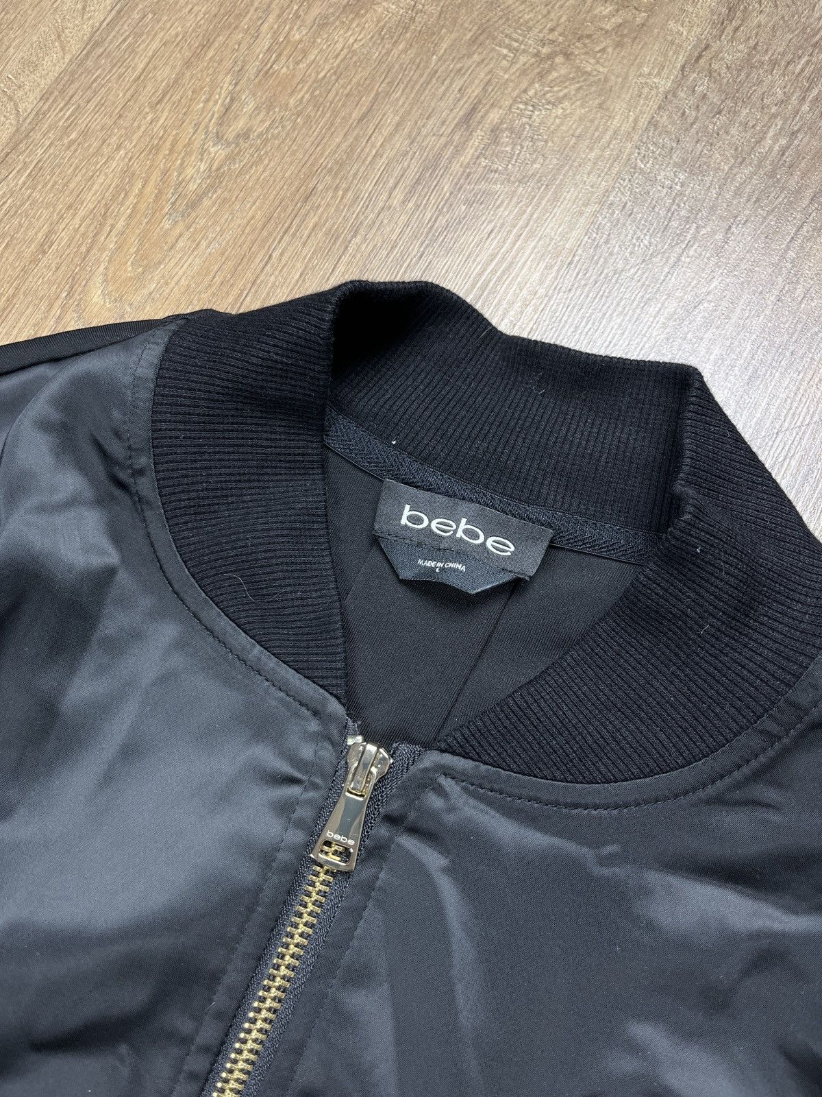 Bebe × Japanese Brand ➕ bebe y2k style black glam nylon bomber jacket harajuku Size L / US 10 / IT 46 - 4 Thumbnail