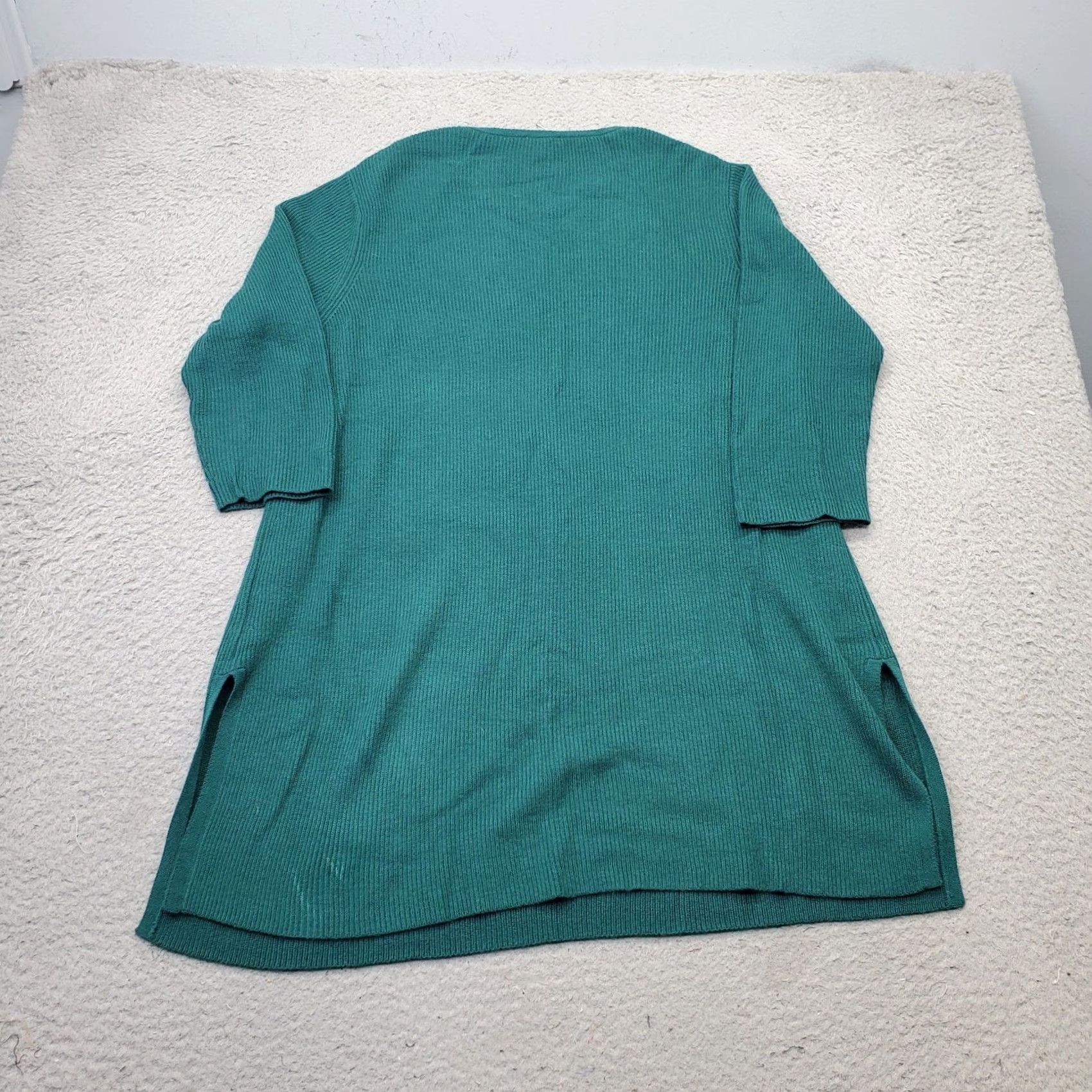 J. Jill J. Jill Sweater Dress Womens L Green Wool Blend Side Slit Crew Neck Pullover Size L / US 10 / IT 46 - 2 Thumbnail