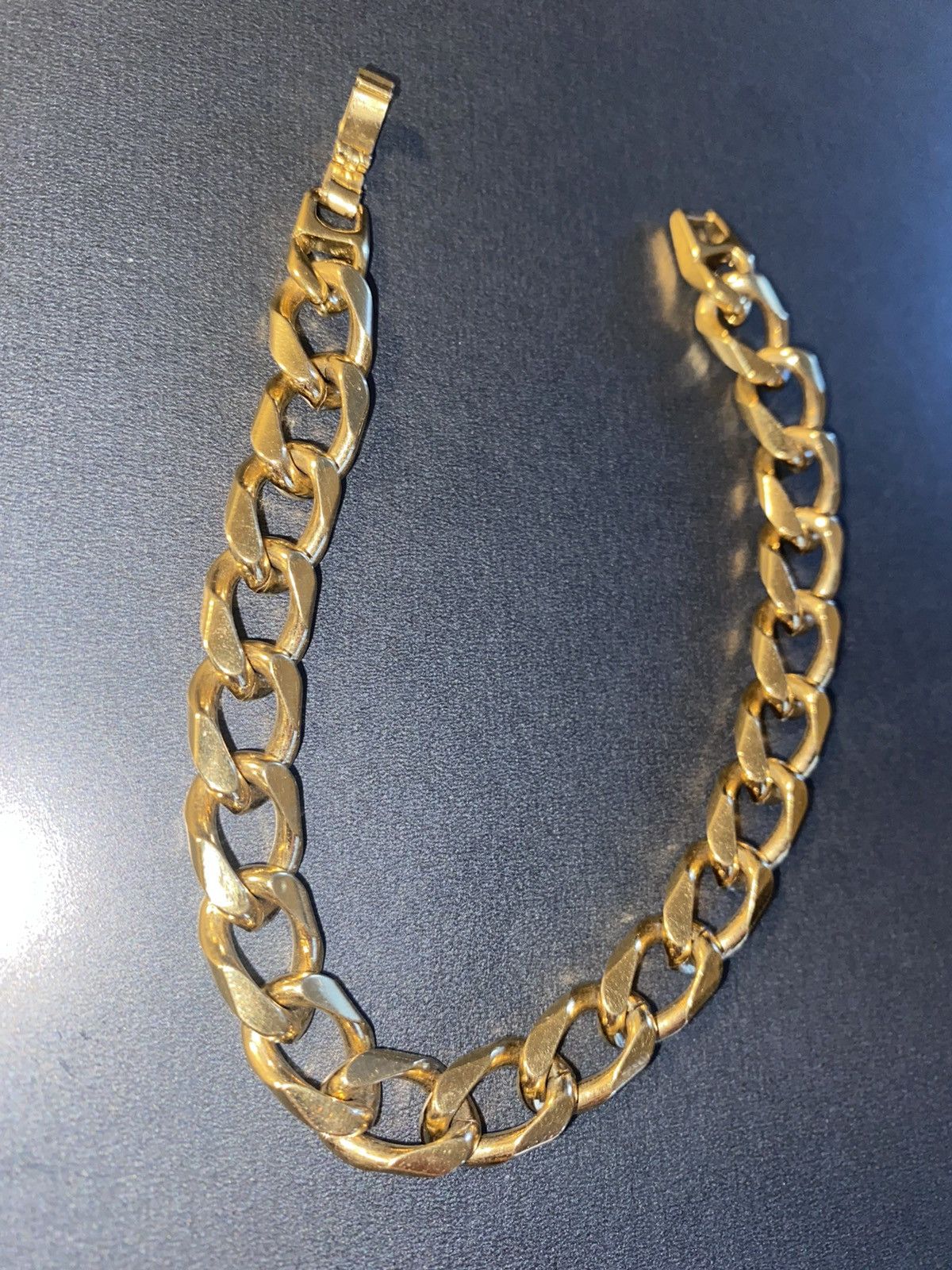 Jewelry Hollow Cuban Bracelet Gold Plated 9" Size ONE SIZE - 1 Thumbnail