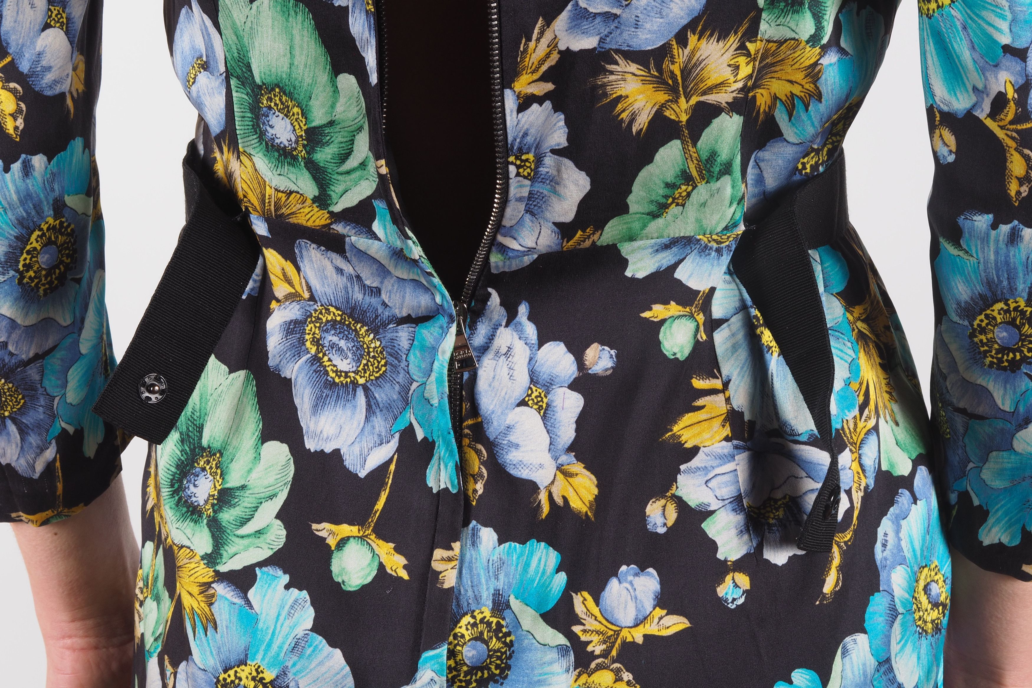 Dolce & Gabbana Dolce & Gabbana Vintage Silk Blue Floral Sheath Wiggle Dress Size M / US 6-8 / IT 42-44 - 8 Thumbnail