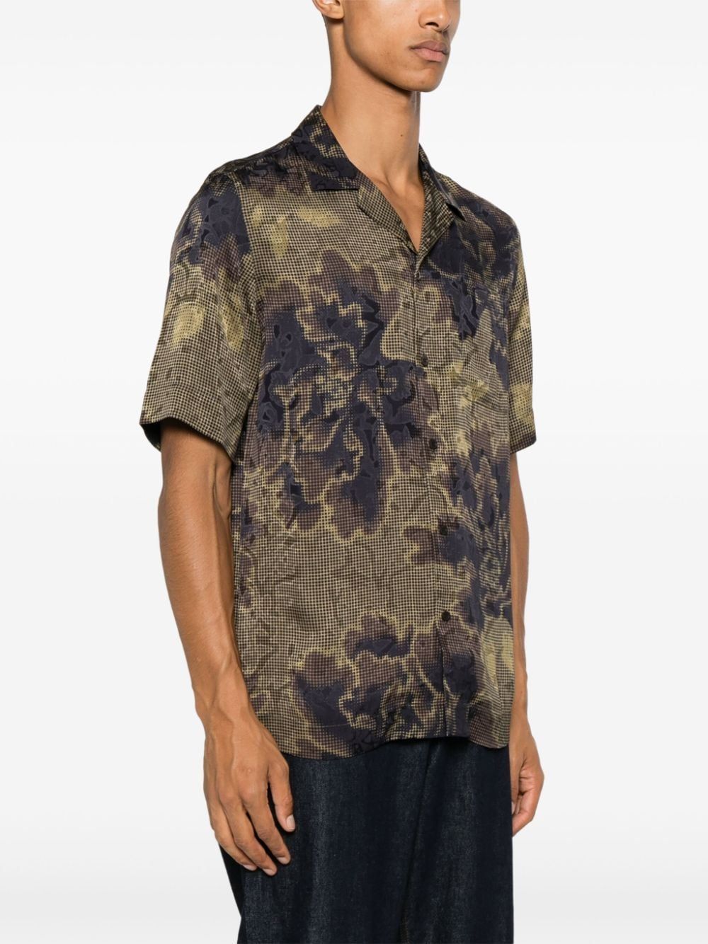 Dries Van Noten o1h1sh11224 Floral Jacquard Camp Shirt in Brown Size US M / EU 48-50 / 2 - 3 Thumbnail